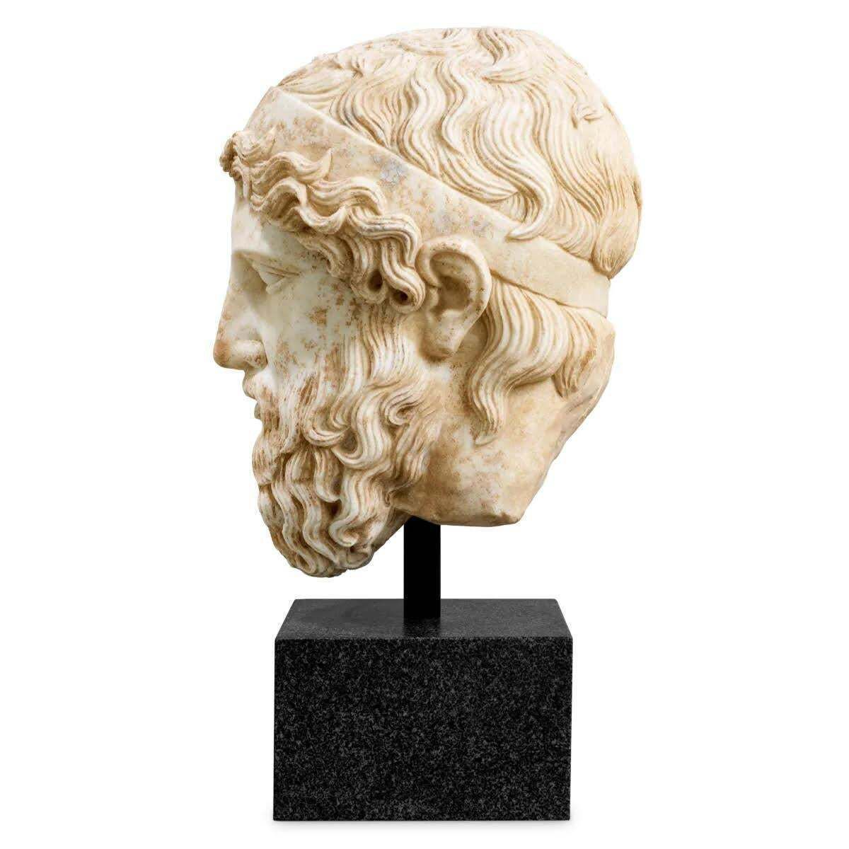 Marble Bust Representing Hermes, Patinated Marble, Contemporary Work. photo 7987.0