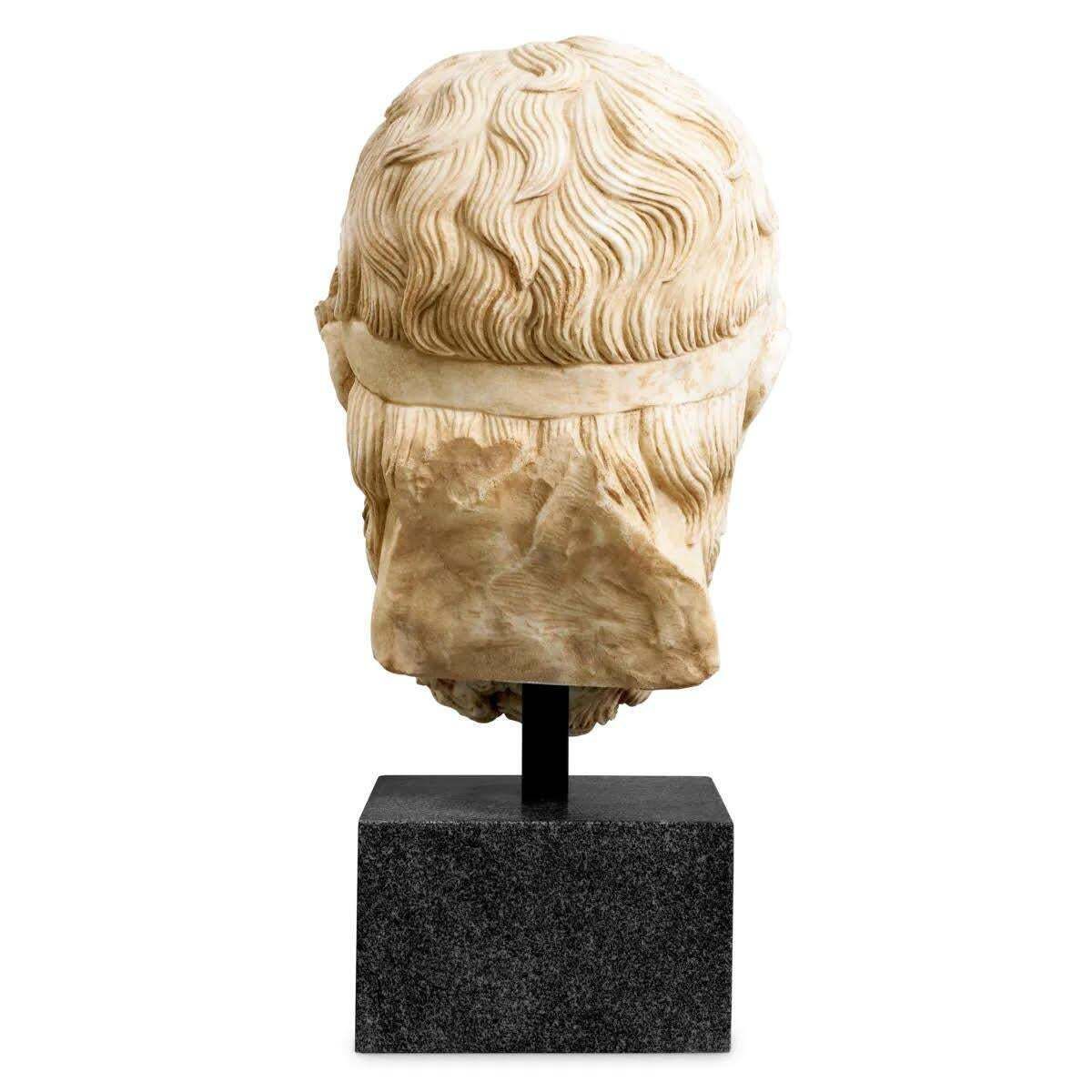 Marble Bust Representing Hermes, Patinated Marble, Contemporary Work. photo buy