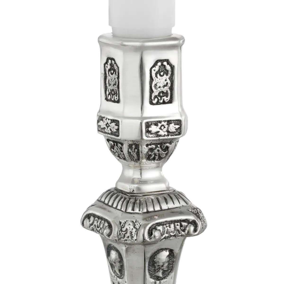Pair Of Silver Plated Candlesticks, Regency Style, Contemporary Work. photo Home Decor