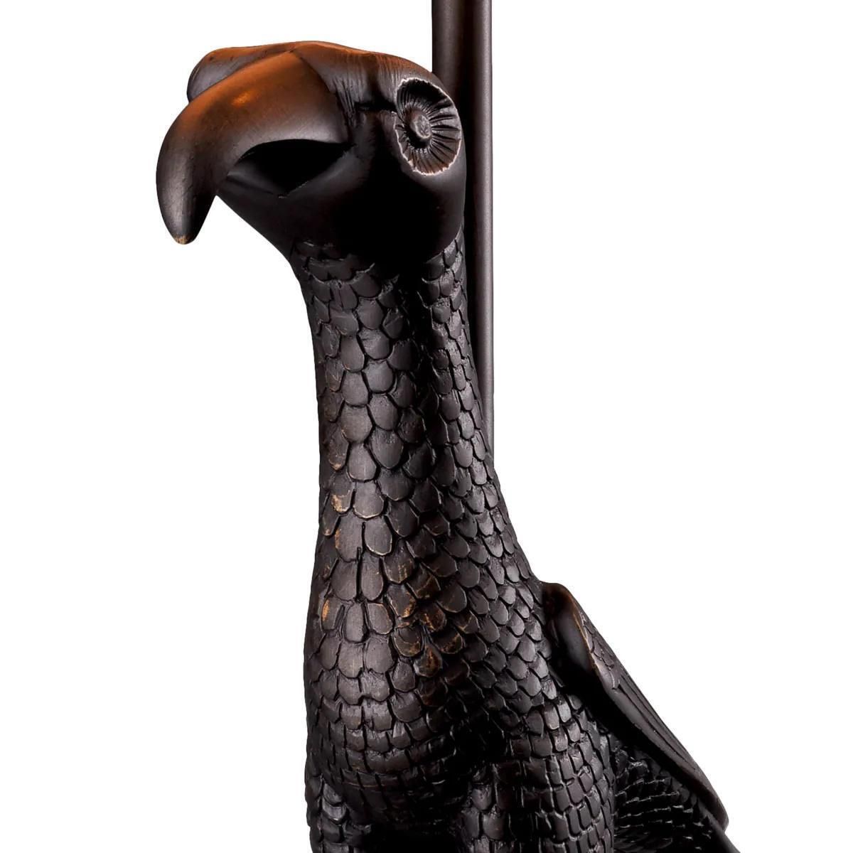 Pair Of Patinated Bronze Table Lamps Representing A Falcon. photo for sale