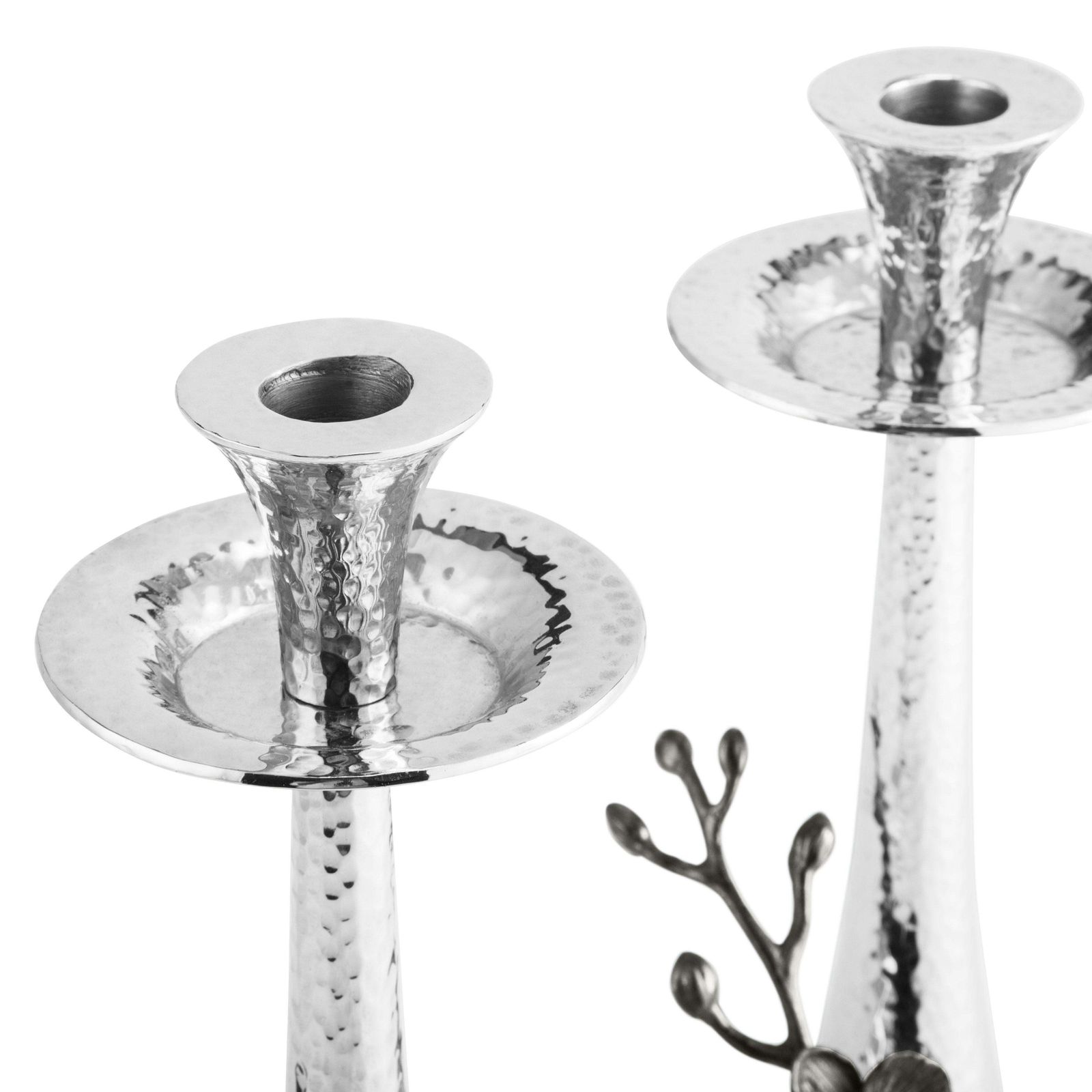 Black Orchid Candlesticks, High Quality Silver Plated Metal With A Patina Finish photo furniture