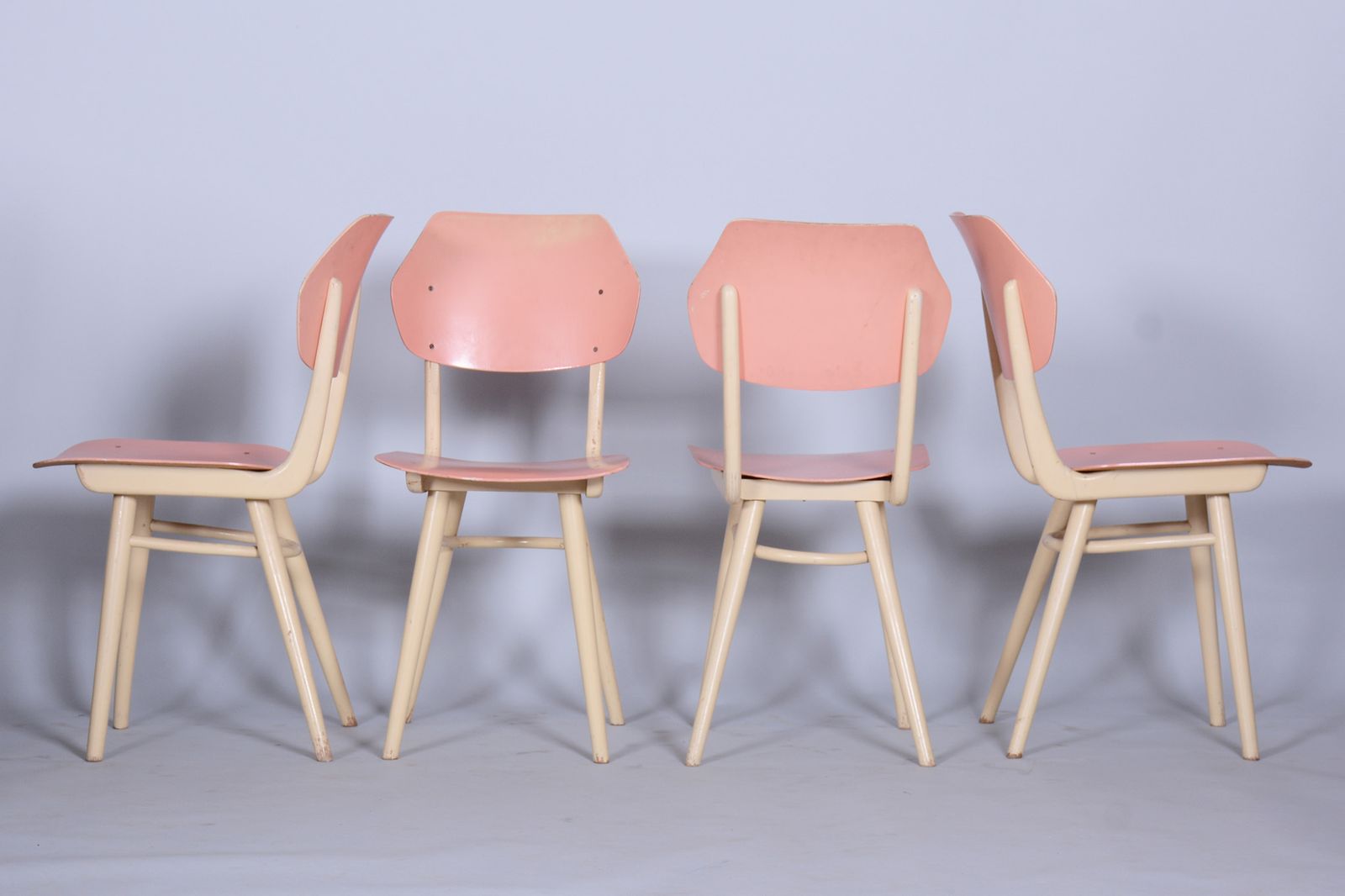 Set Of Four Original Mid Century Chairs, By Jitona Sobeslav, Beech, Czech, 1950s photo furniture