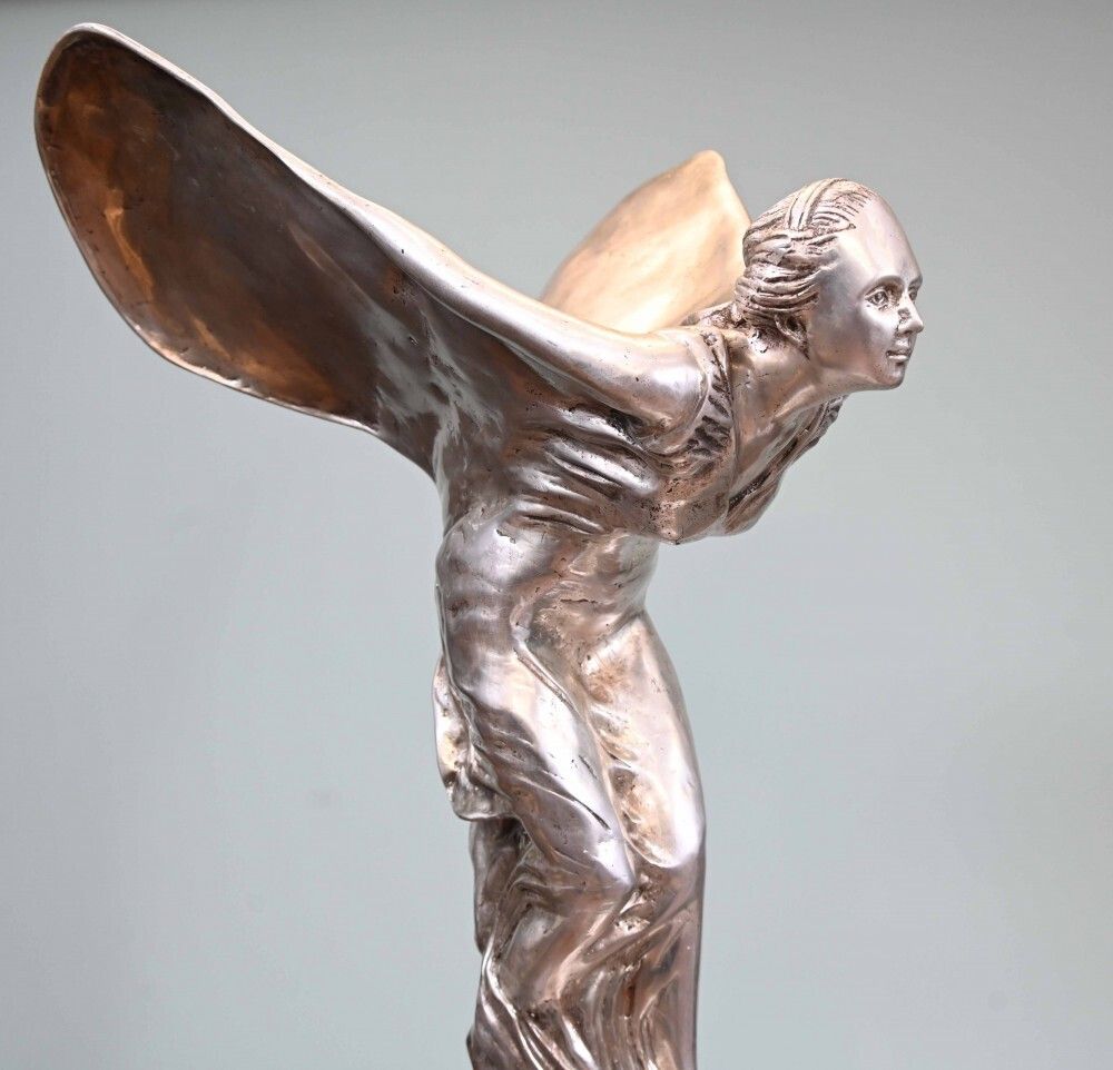 Bronze Flying Lady Statue Art Nouveau Spirit Of Ecstacy photo for sale