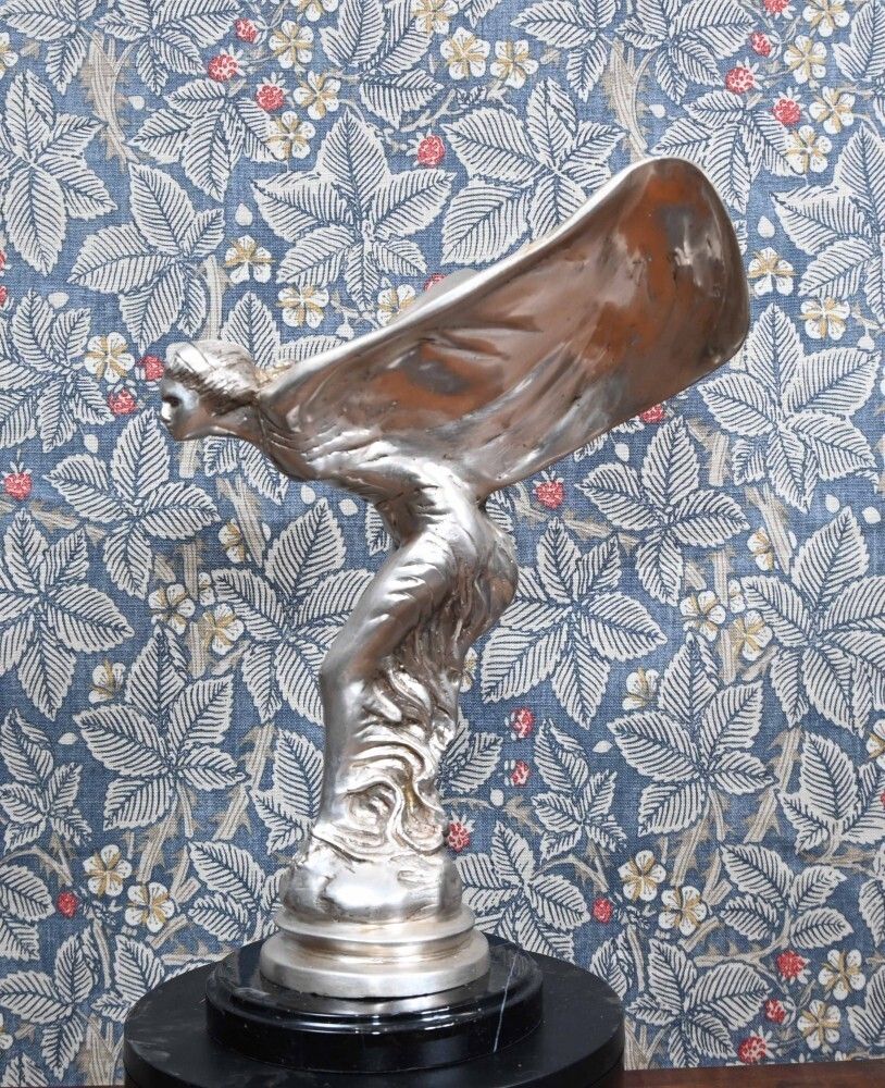 Art Nouveau Silver Spirit Bronze Statue Flying Lady