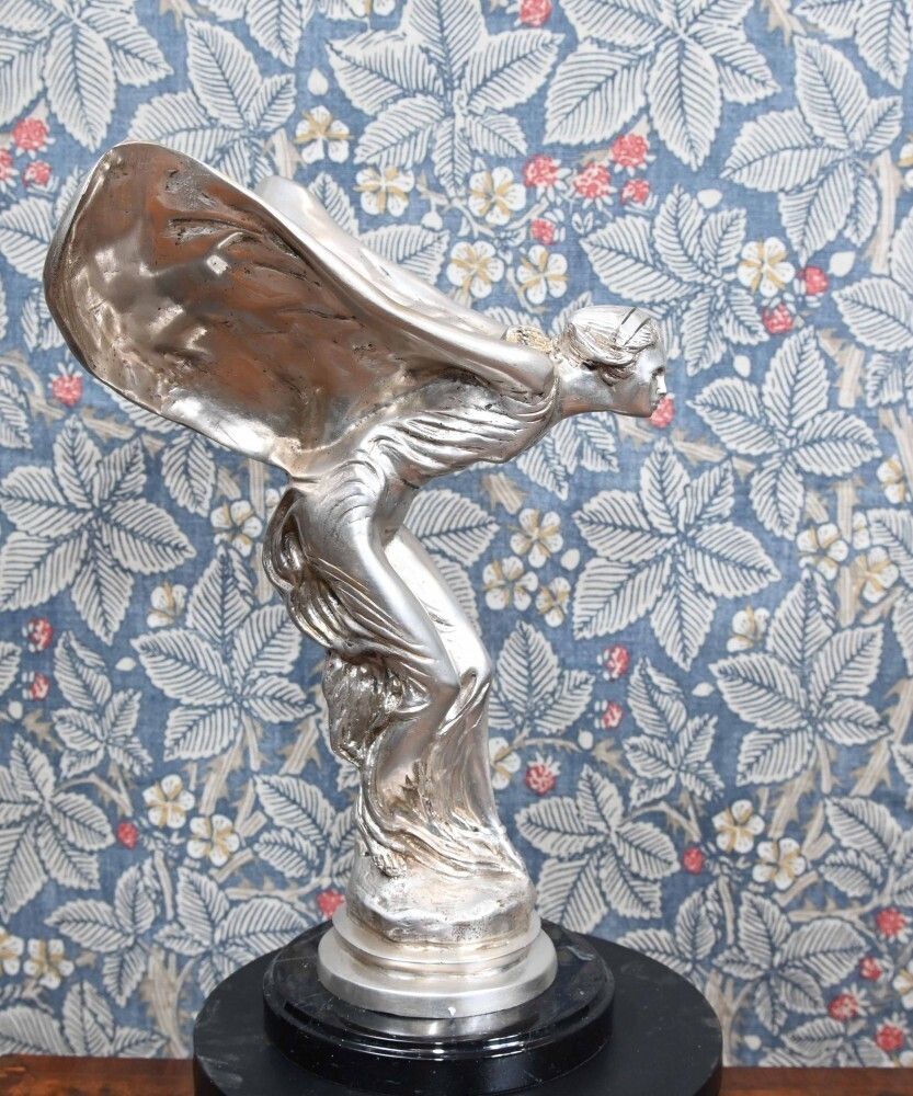 Art Nouveau Silver Spirit Bronze Statue Flying Lady photo vinterior