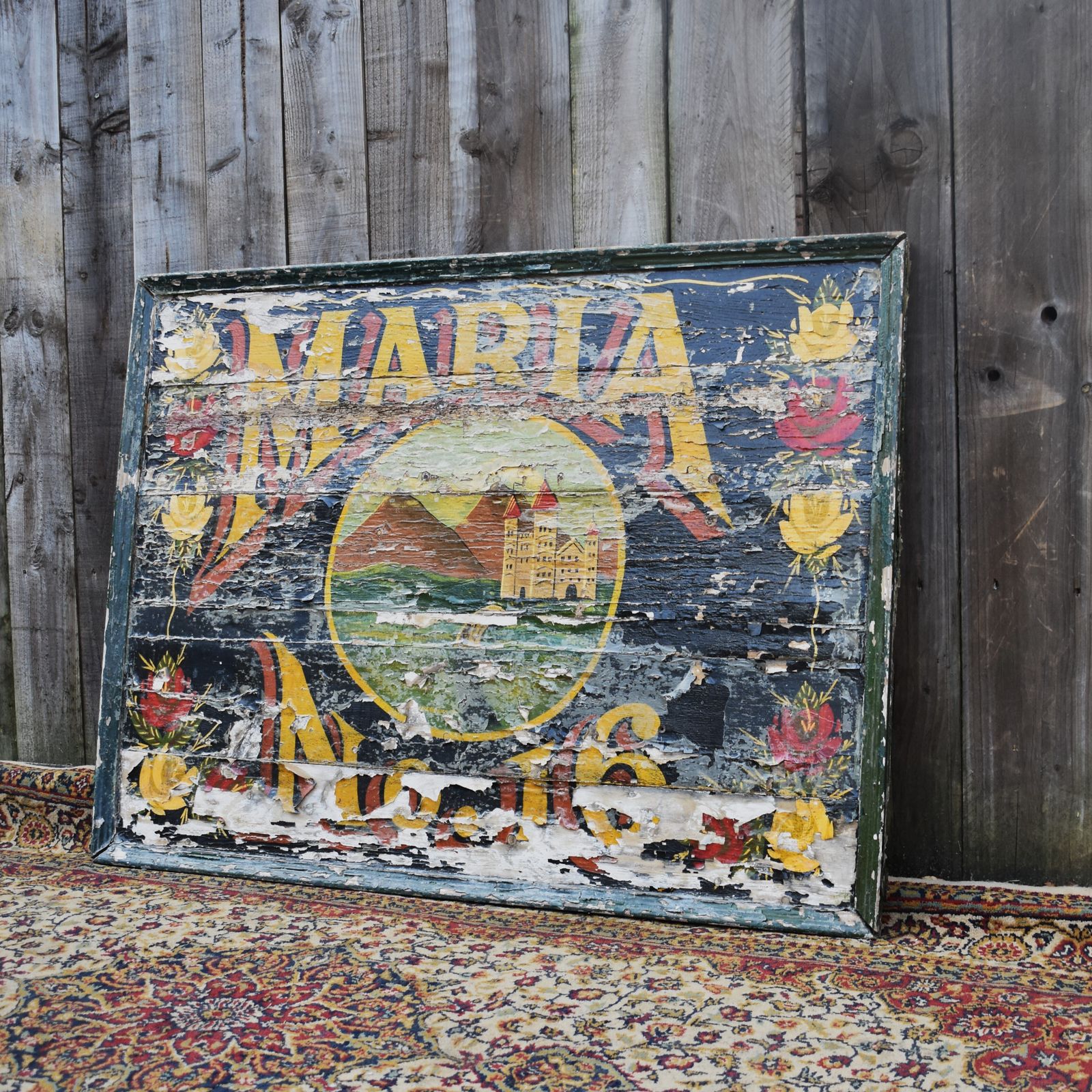 Antique Salvaged Maria No16 Barge Narrow Boat Gypsy Hand Painted Sign Writing photo buy
