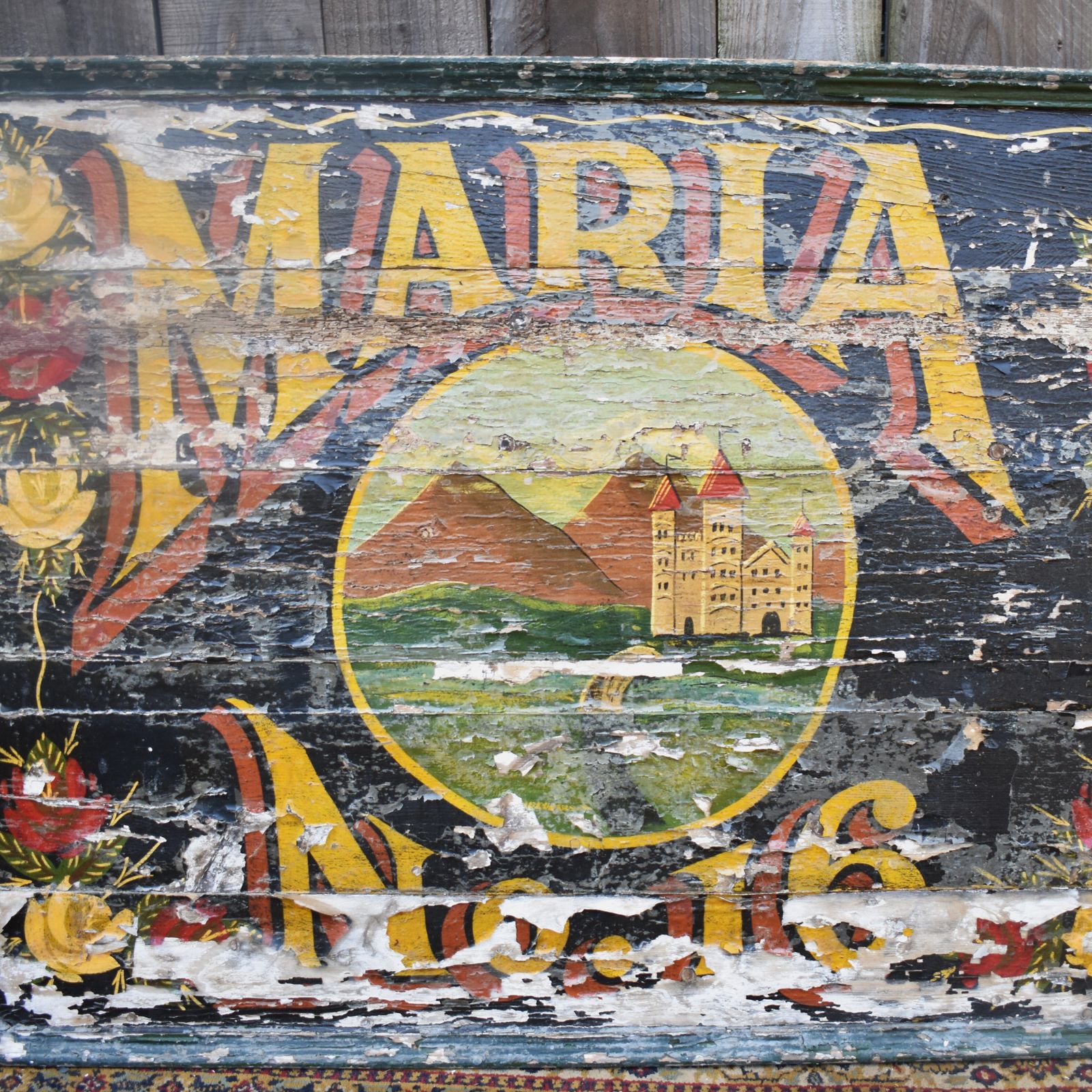 Antique Salvaged Maria No16 Barge Narrow Boat Gypsy Hand Painted Sign Writing photo vintage