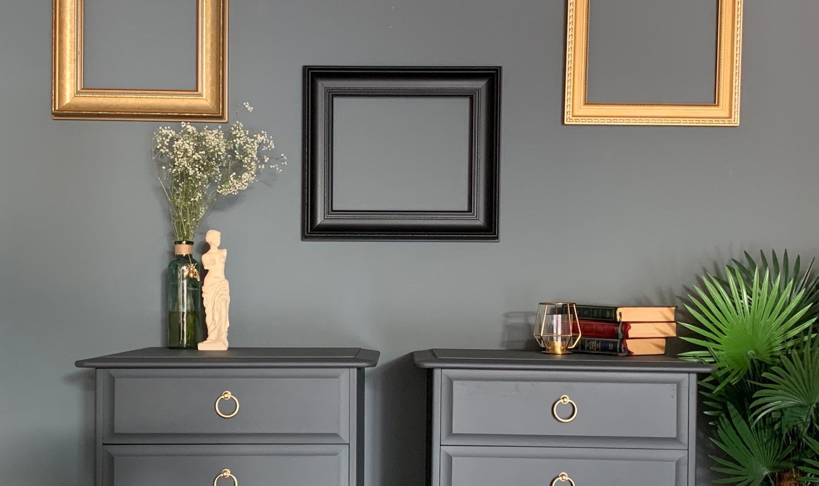 A Pair Of Dark Grey Stag Mahogany Bedside Tables photo furniture