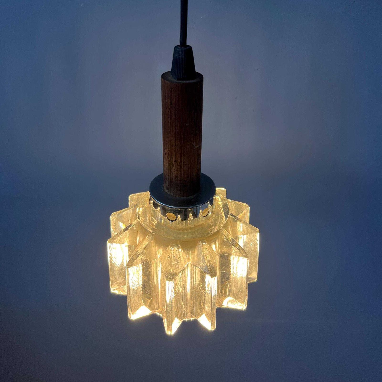 Kleine Mid Century Kristalglazen Hanglamp