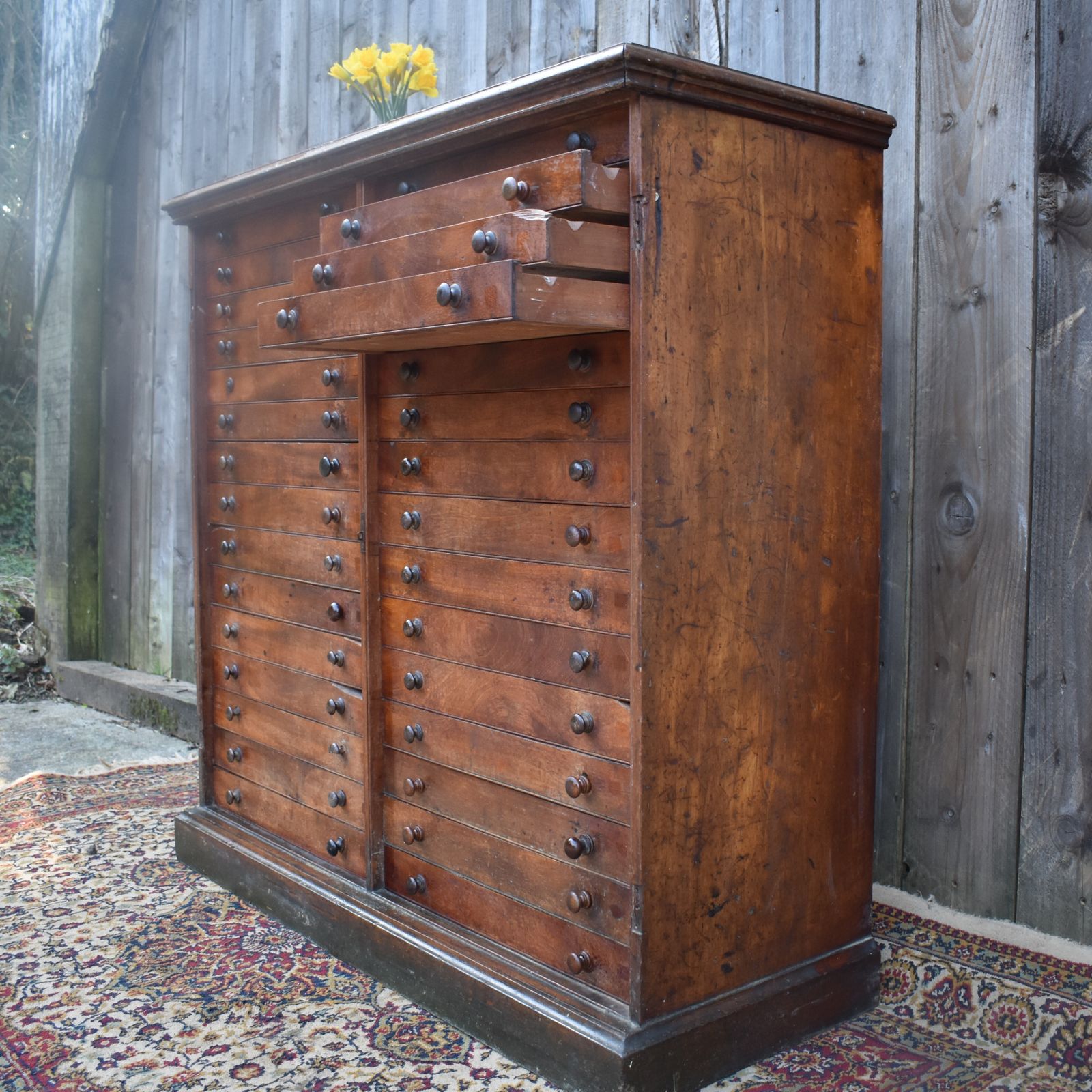 1595.0 Antique Museum Butterfly Moth Specimen Artist Collector Mahogany Bank Of Drawers photo