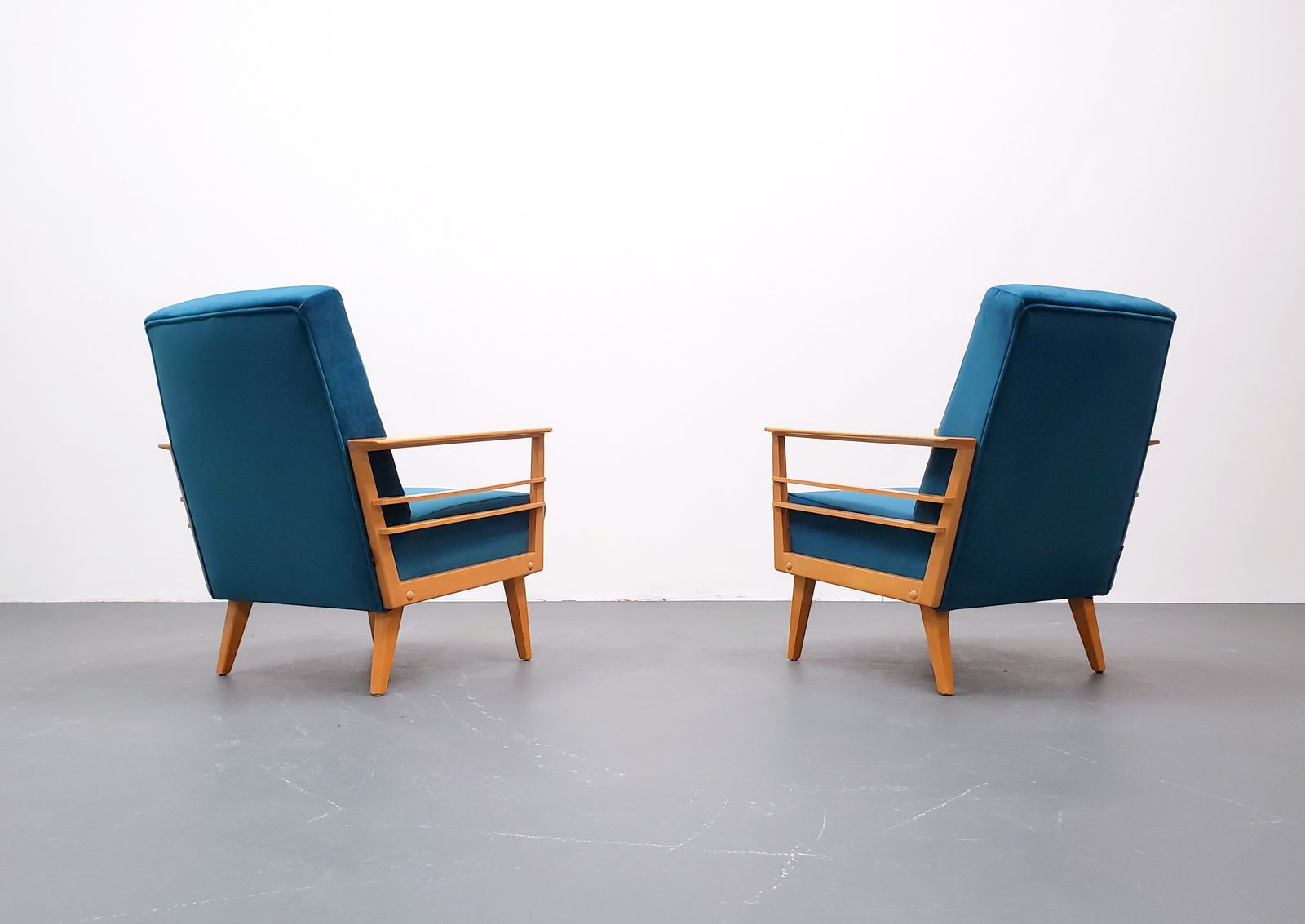 1960 Danish Lounger Club Chair In Teal Velvet photo for sale