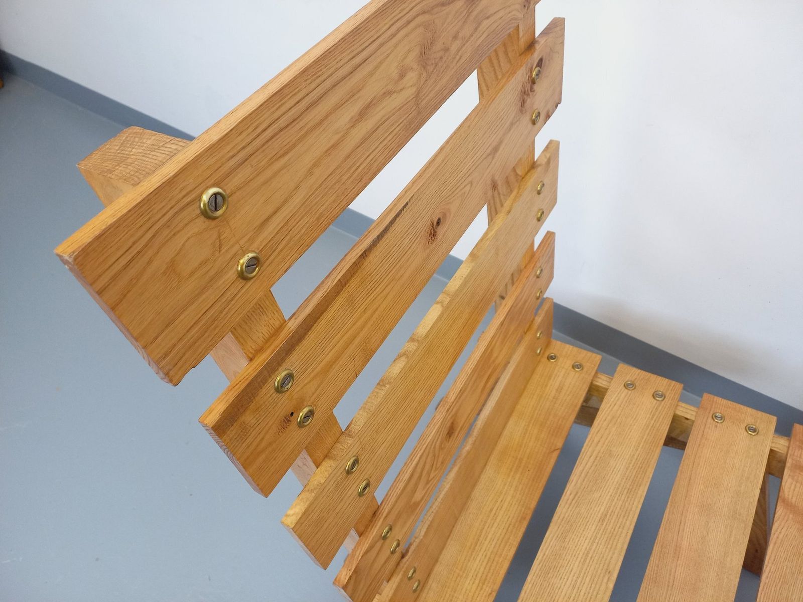 photo furniture 2 Brutalist Armchairs With Wooden Slats