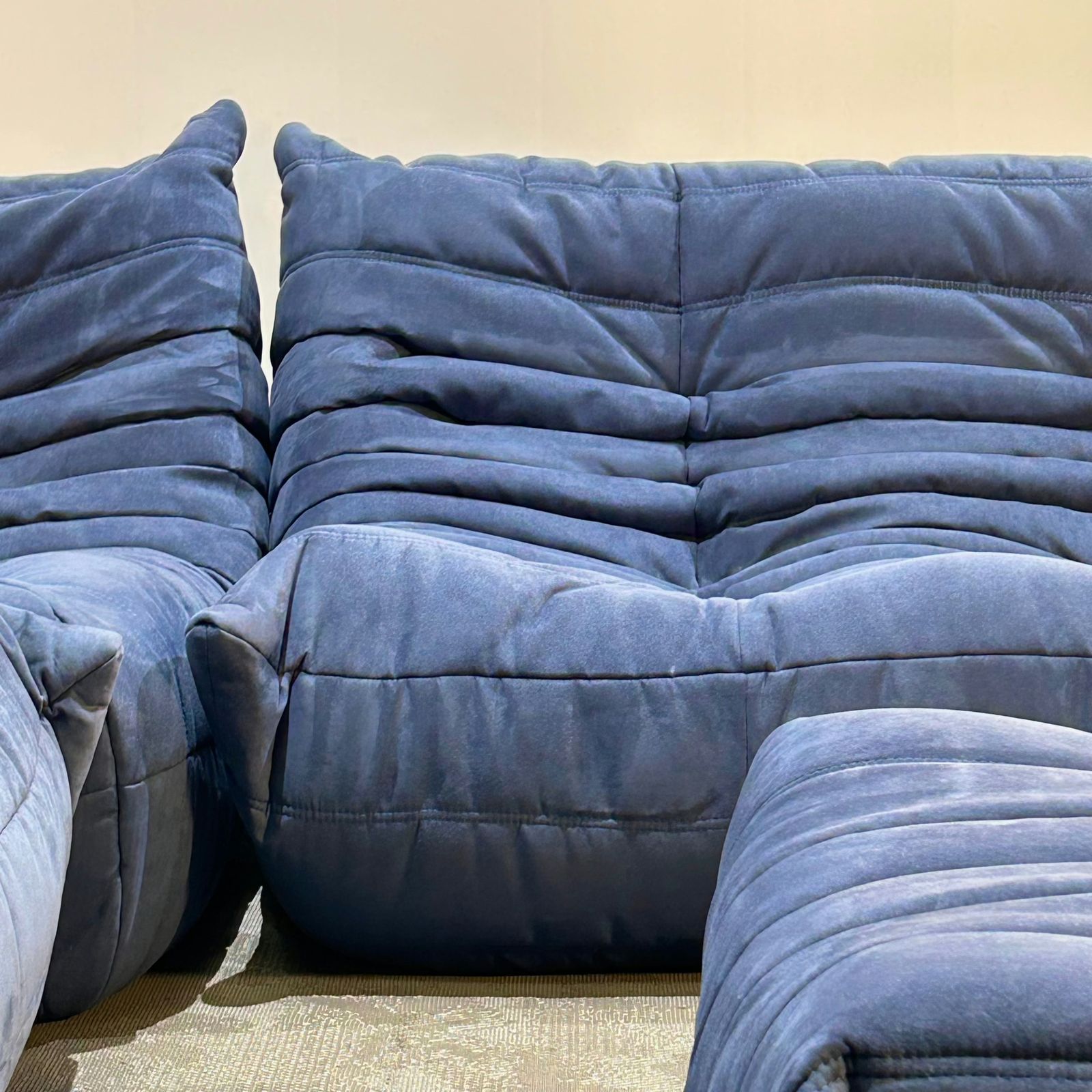 Ligne Roset Togo Blue Modular Togo Sofa And Footstool By Michel Ducaroy, Set Of Five photo buy