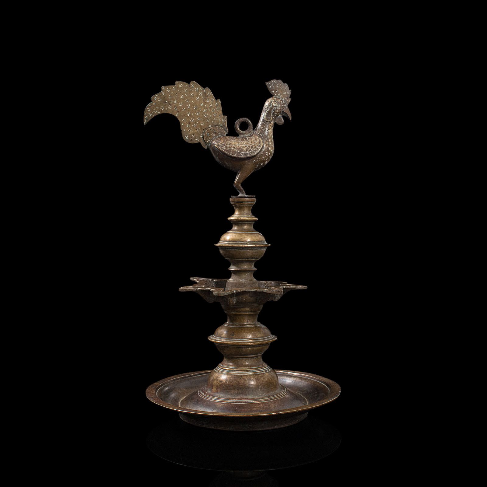 Antique Deccan Oil Lamp, Indian, Bronze, Hamsa, Bird, Late 19th Century, C1900 photo furniture