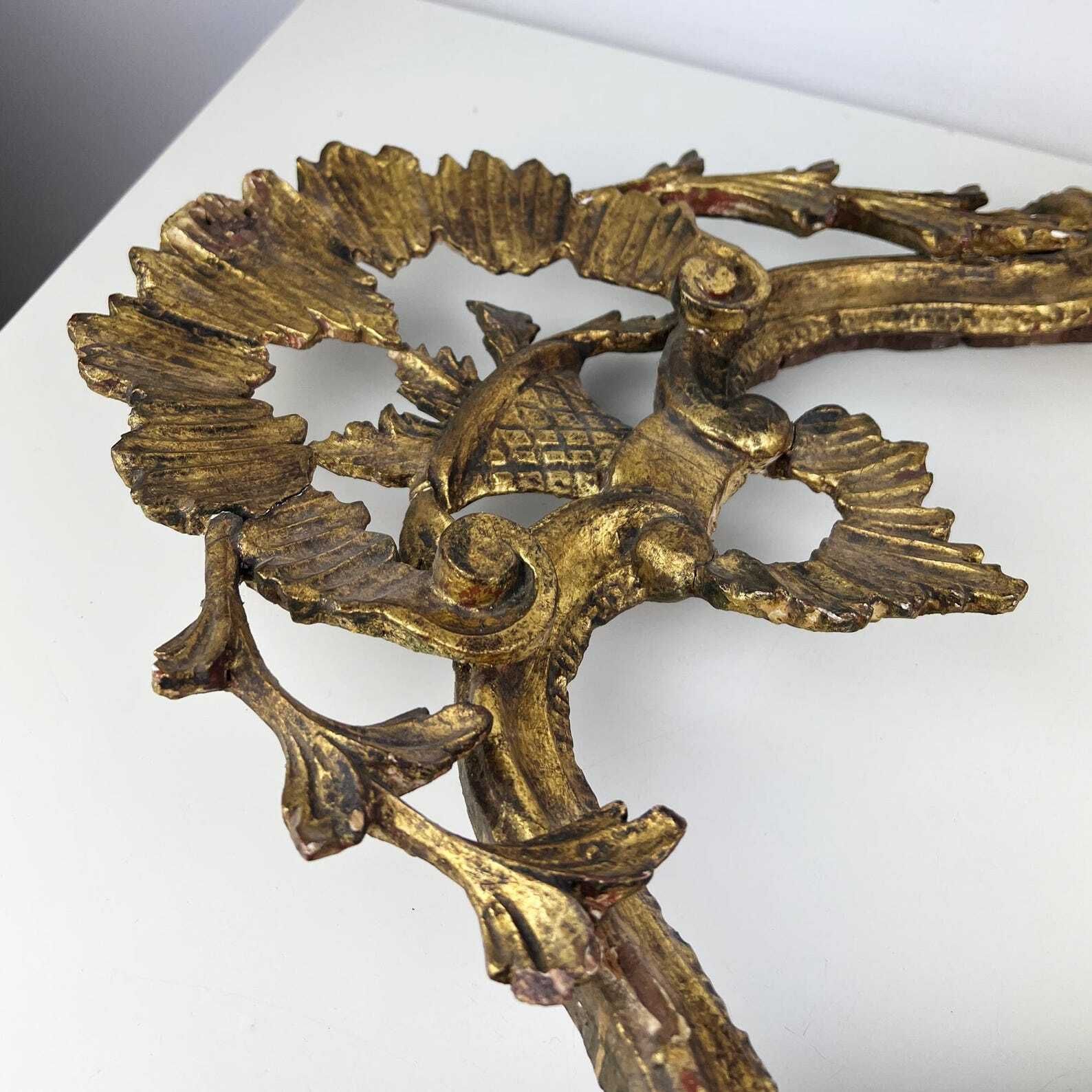 Set Of 2 Antique Gilt Wood Carvings, Architectural Salvage photo Home Decor