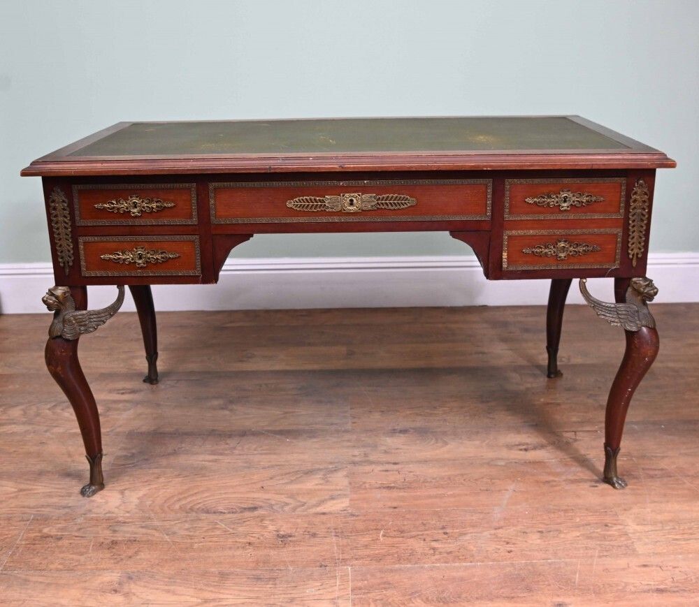 Napoleon III Bureau Plat Desk Mahogany Writing Table 1890 photo for sale