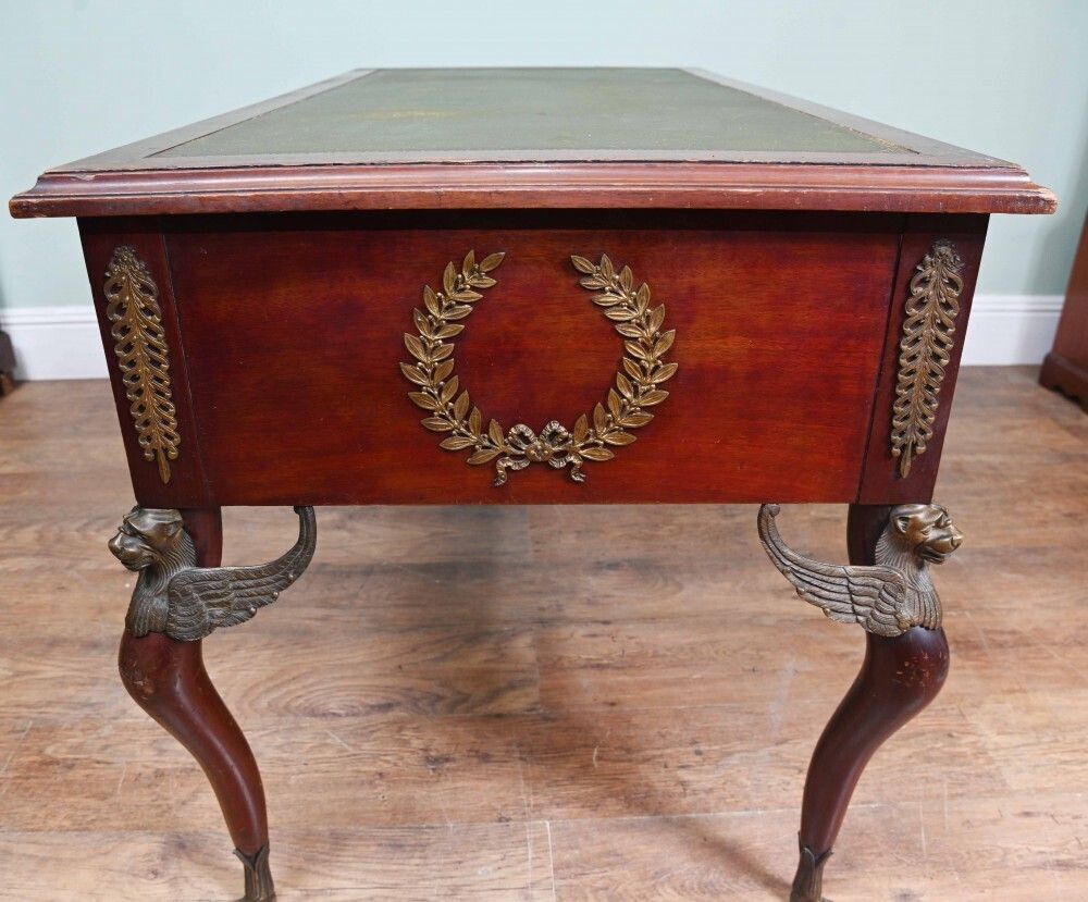 photo vintage Napoleon III Bureau Plat Desk Mahogany Writing Table 1890