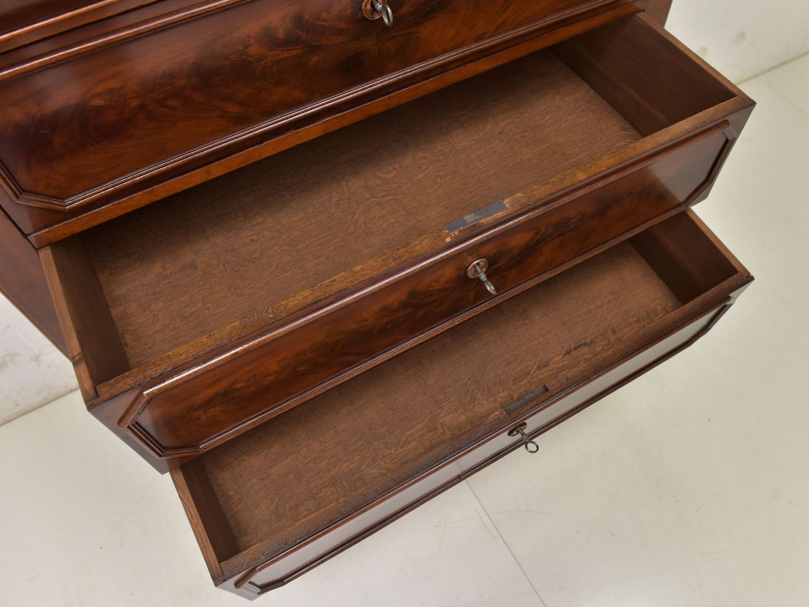 Antique! Chest Of Drawers Restored Mahogany Louis Philippe 1880 Narrow + Tall photo 1268.0