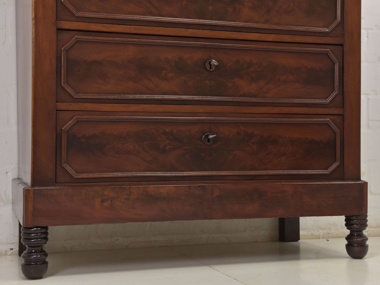 photo for sale Antique! Chest Of Drawers Restored Mahogany Louis Philippe 1880 Narrow + Tall