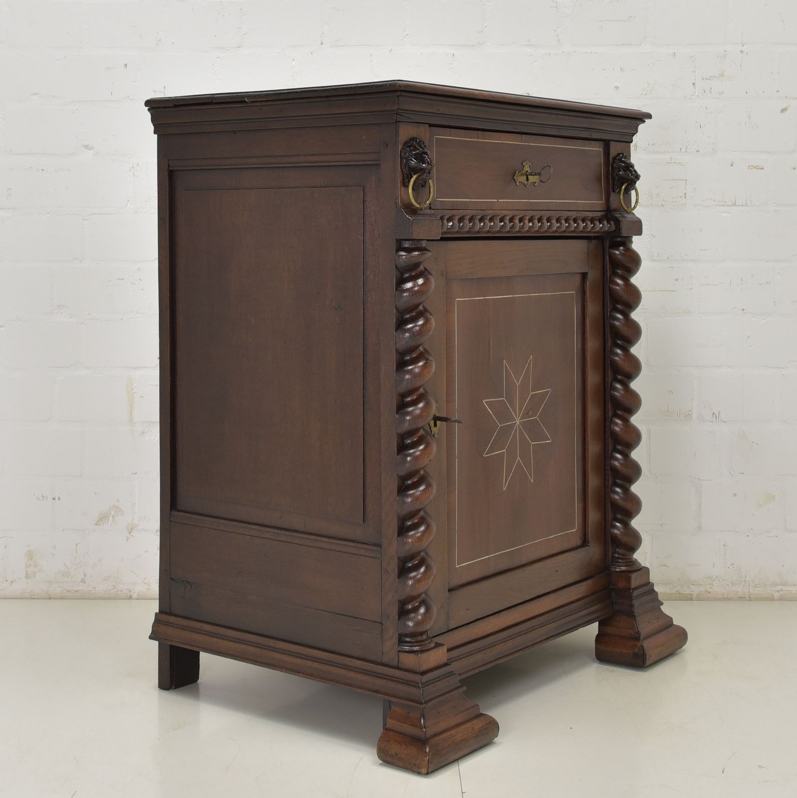 Furniture Antique! Narrow Tall Chest Of Drawers Flemish Circa 1780 Oak Walnut Cabinet Vertiko photo
