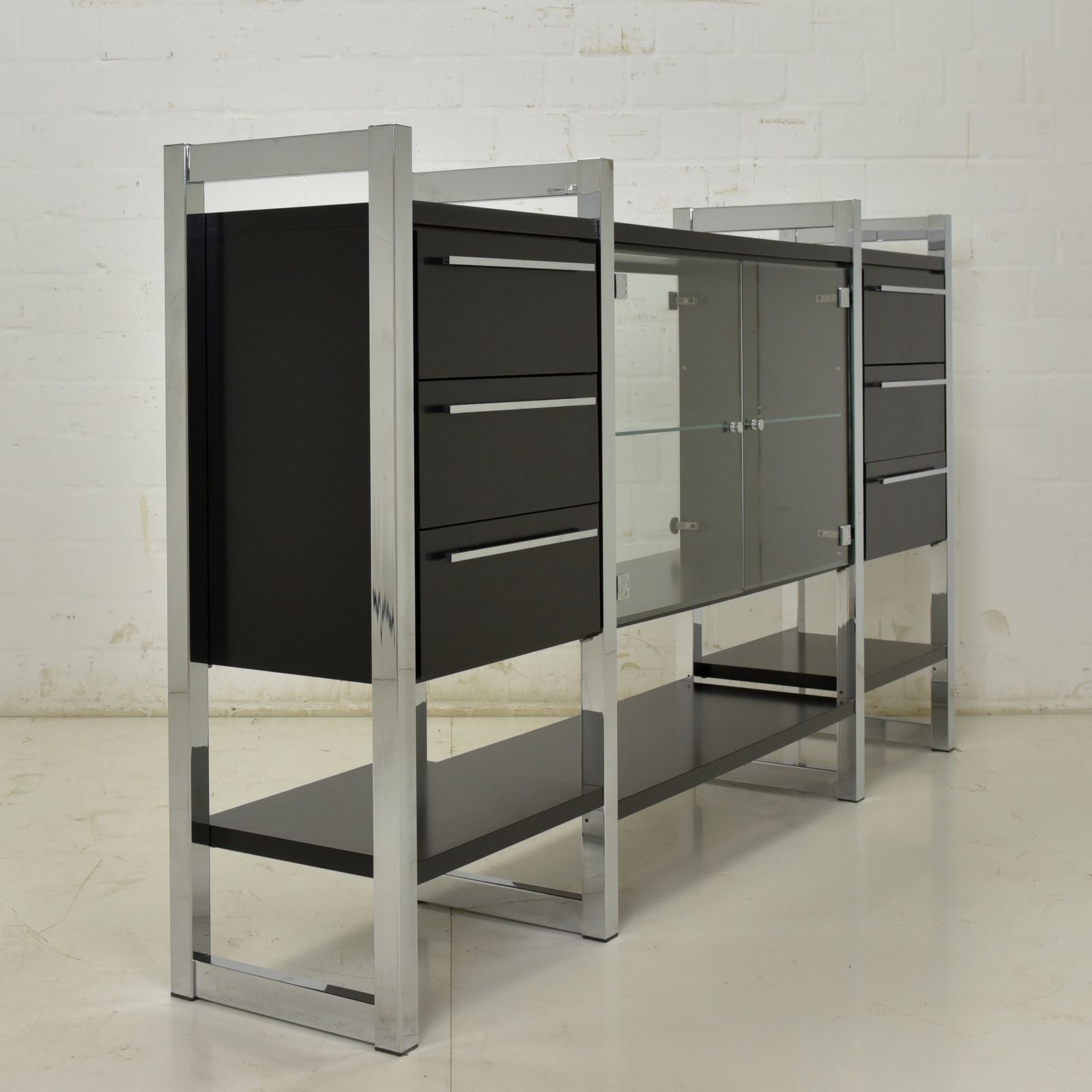photo for sale Room Divider Display Cabinet Sideboard 90s Vintage Design Retro Black Chrome