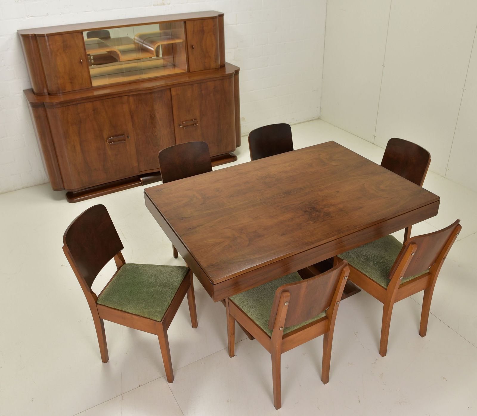 Dining Table With 6 Chairs, Restored Art Deco Circa 1935, Walnut Dining Room photo Furniture