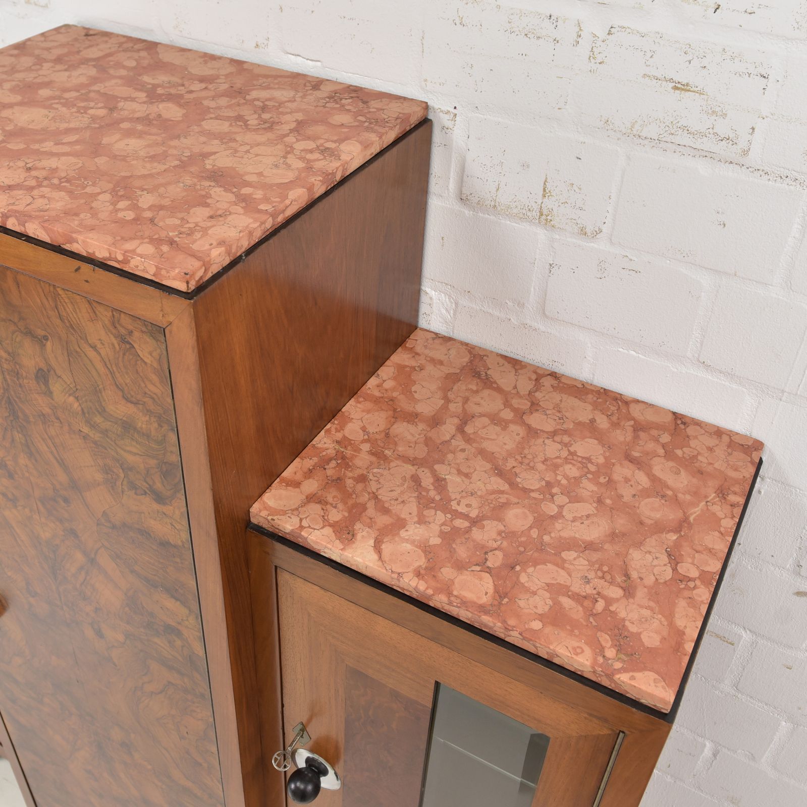 Display Cabinet Restored Art Deco Circa 1930, Walnut Vertico photo vintage