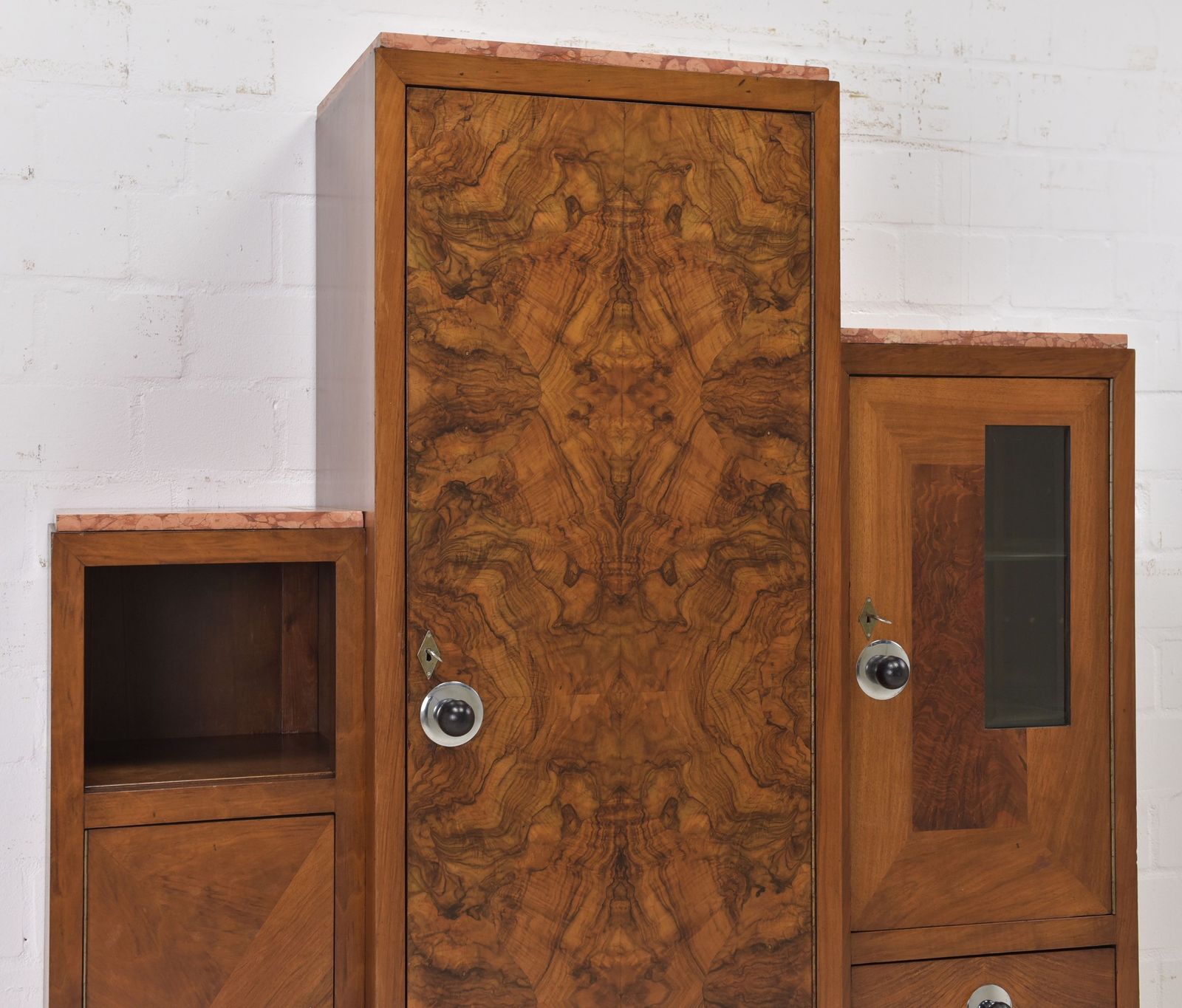 photo furniture Display Cabinet Restored Art Deco Circa 1930, Walnut Vertico