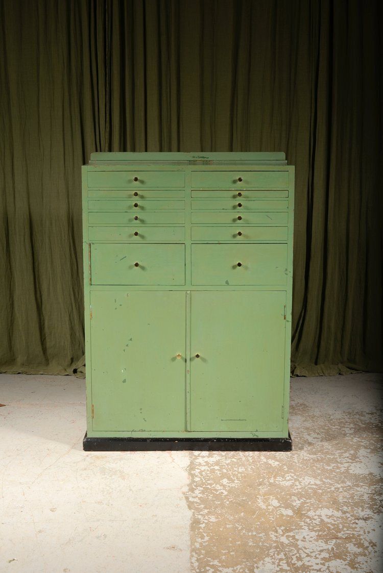 An Edwardian Green Painted Dentistry Chest Cabinet   C.1905 photo for sale