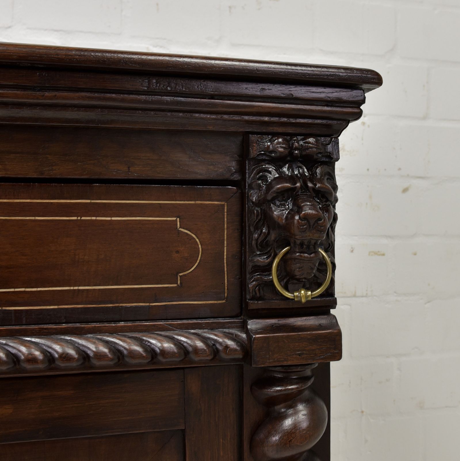 Antique! Narrow Tall Chest Of Drawers Flemish Circa 1780 Oak Walnut Cabinet Vertiko photo vintage