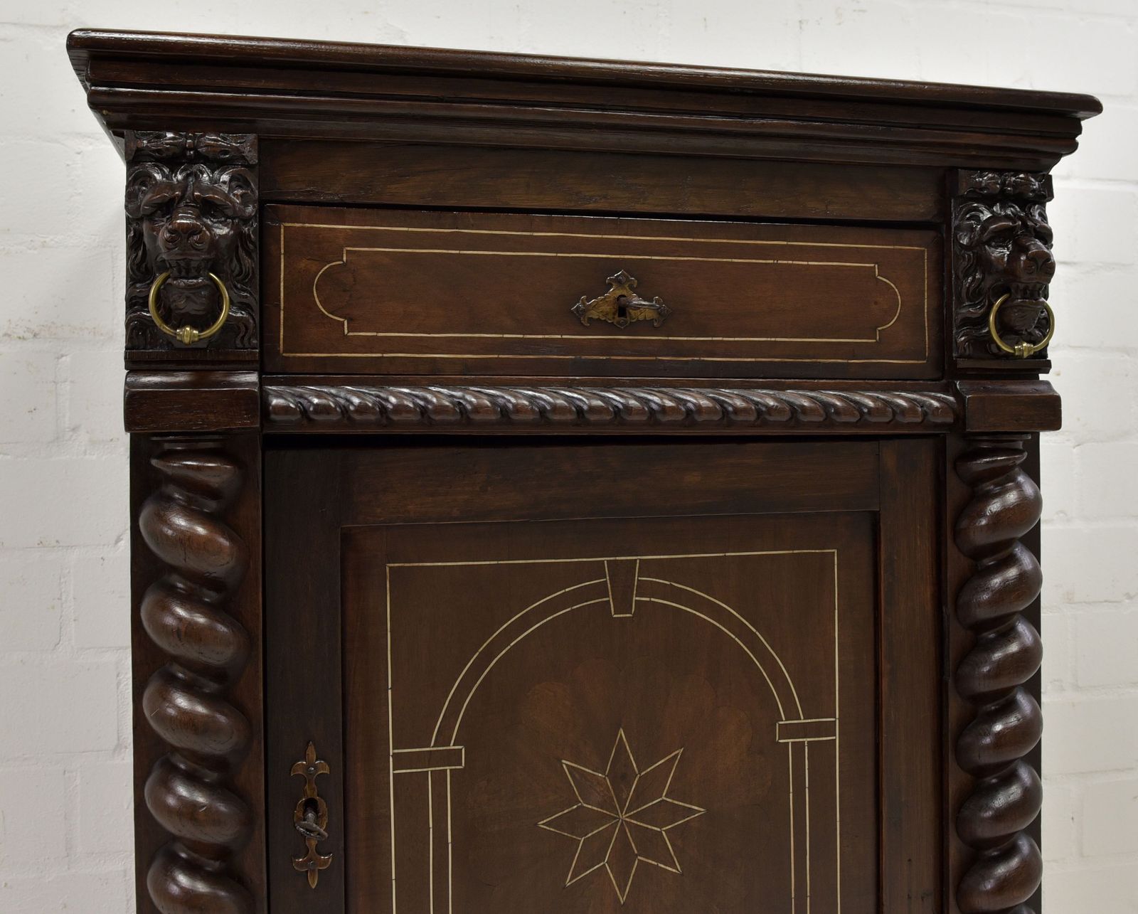 photo furniture Antique! Narrow Tall Chest Of Drawers Flemish Circa 1780 Oak Walnut Cabinet Vertiko