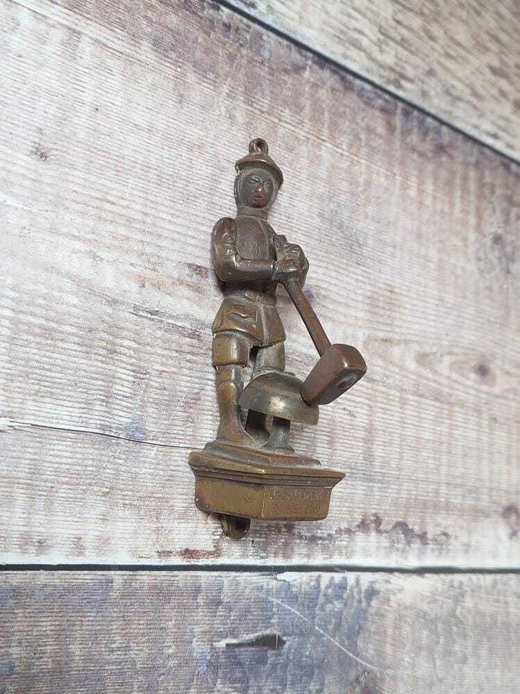 Jack Hammer Minehead, Small Antique Collectible Brass Door Knocker, Small Collectible Brass Shop Bell photo Home Fixtures
