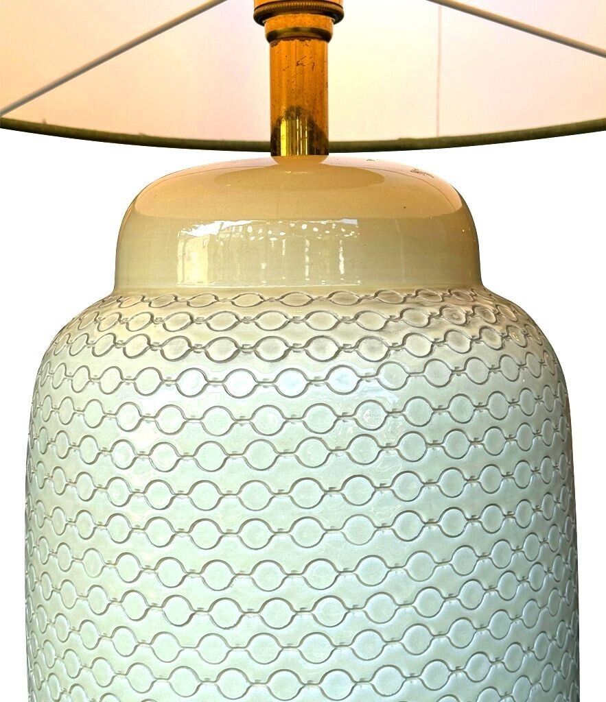 A Large 1970s Italian Cream Ceramic Lamp By Tommaso Barbi photo vinterior
