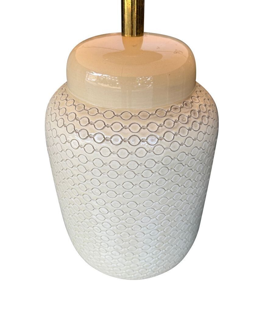 photo for sale A Large 1970s Italian Cream Ceramic Lamp By Tommaso Barbi
