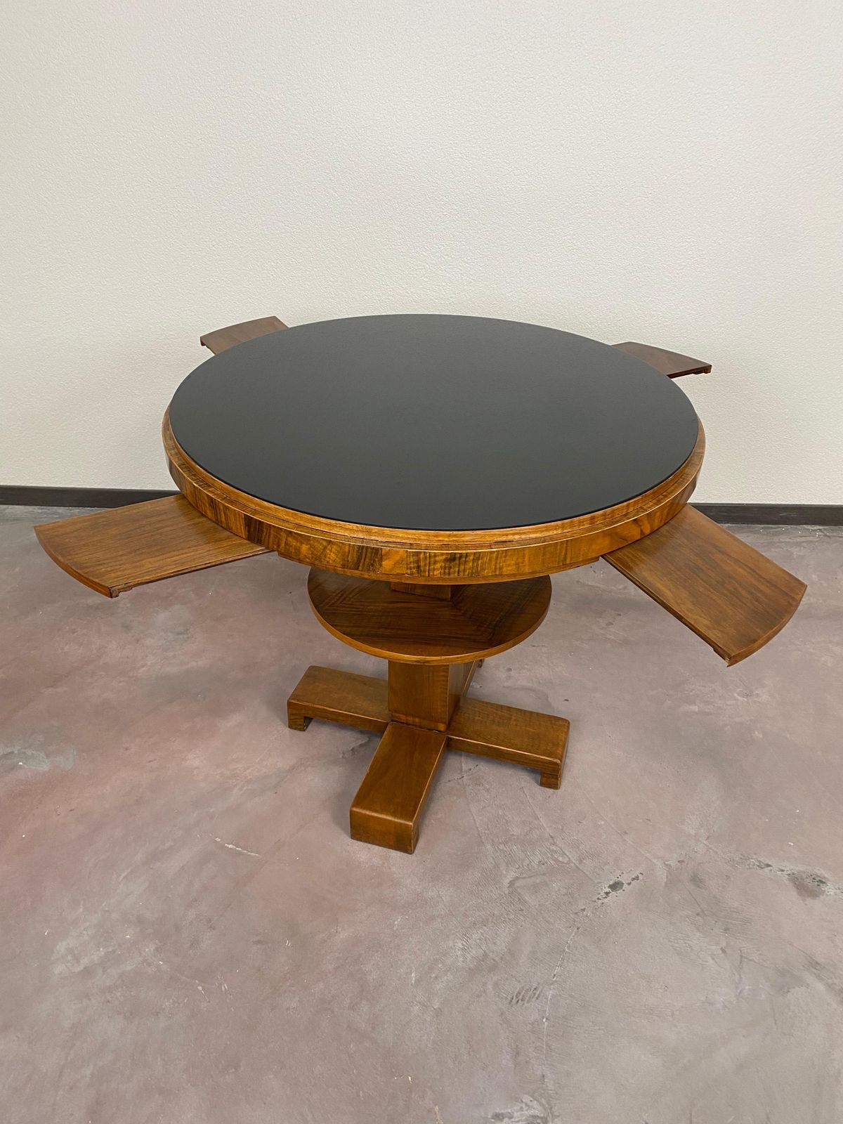 Art Deco Card Table With Black Glass Top photo vintage