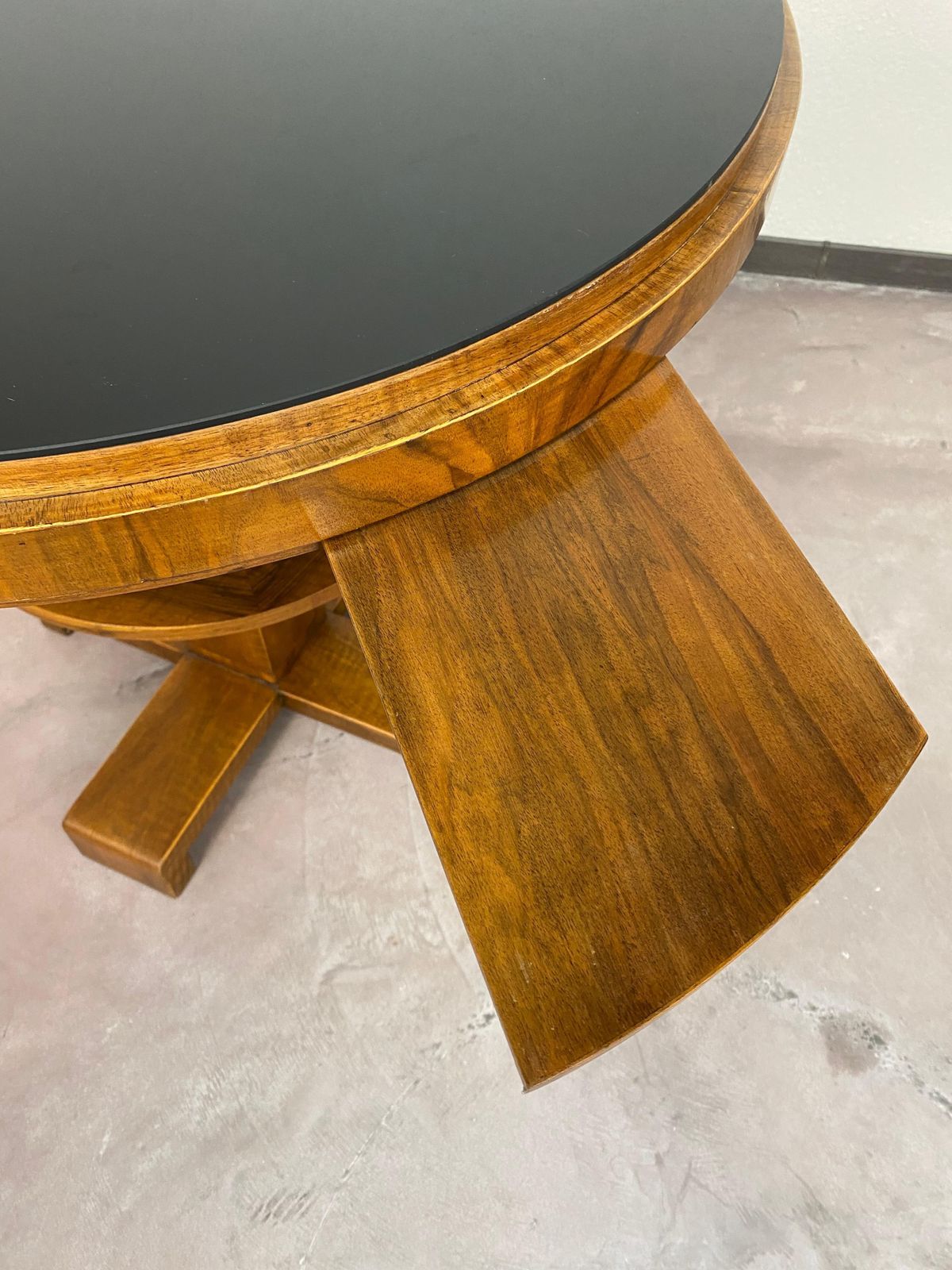 photo for sale Art Deco Card Table With Black Glass Top