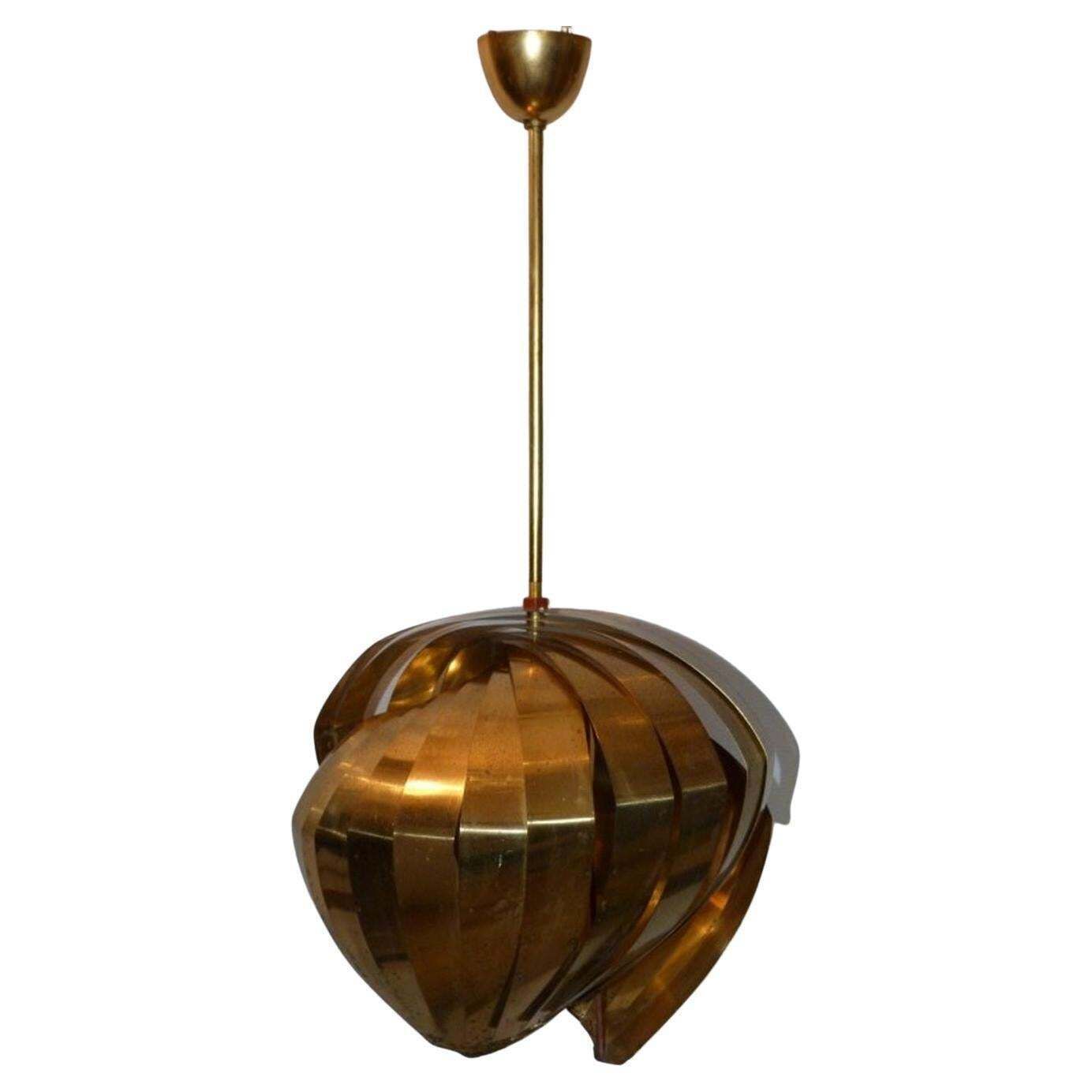Vintage Brass Hanging Lamp By Louis Weisdorf For Lyfa, 1960s