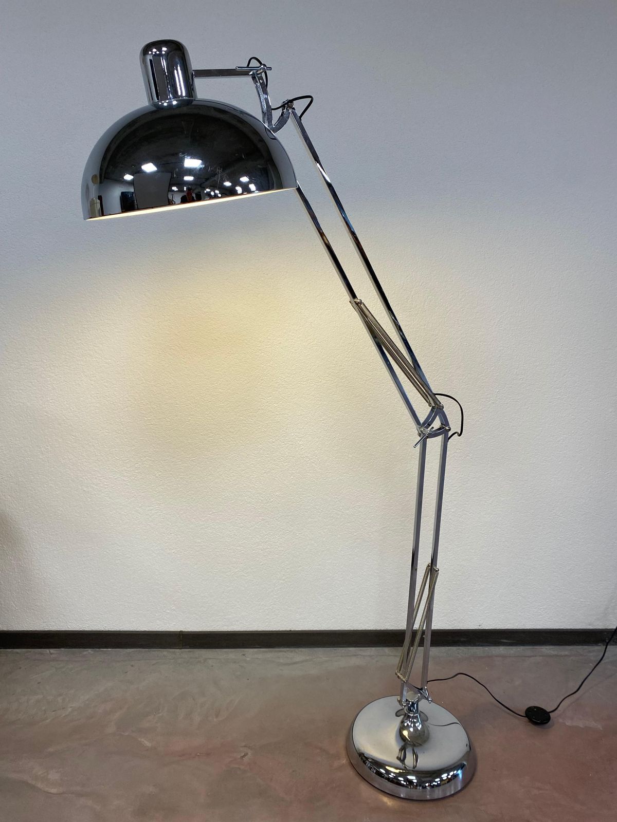 Floor Chrome Lamp In Industrial Style photo furniture