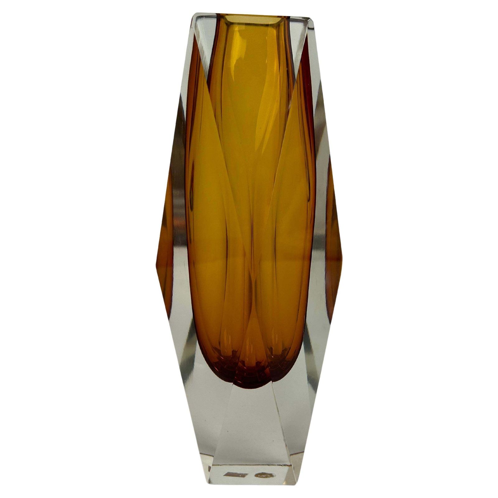 Yellow Art Glass Vase By Flavio Poli For Murano