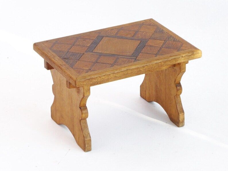 Antique Wooden Small Stool With Carved Details, Wooden Plant Stand, Farmhouse Decor, French Side Table photo 123.0