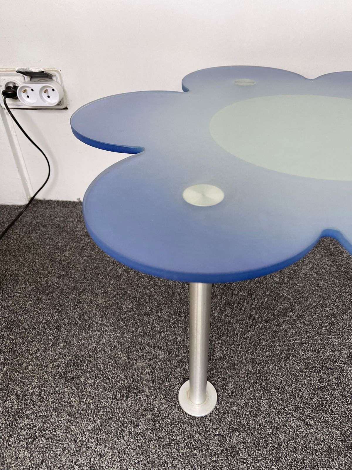 Blue Daisy Flower Glass Table By Glas Italia, Italy, 1990s photo furniture