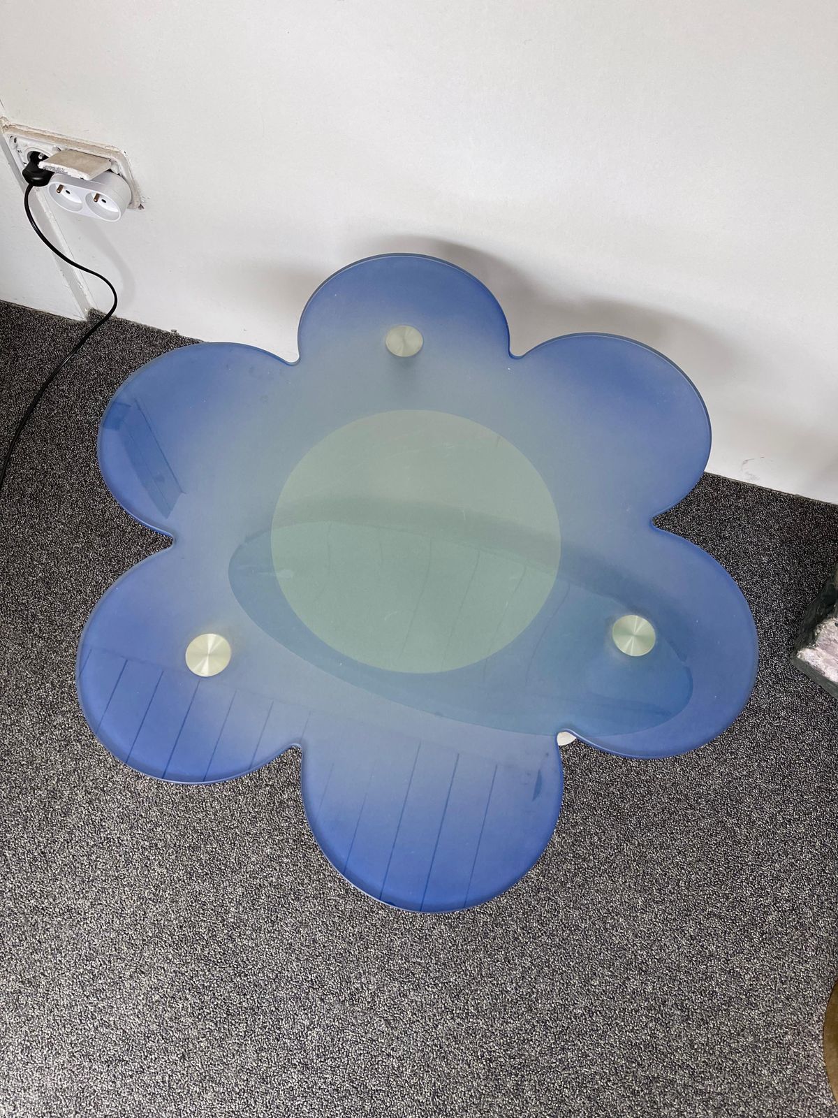 Blue Daisy Flower Glass Table By Glas Italia, Italy, 1990s photo Furniture