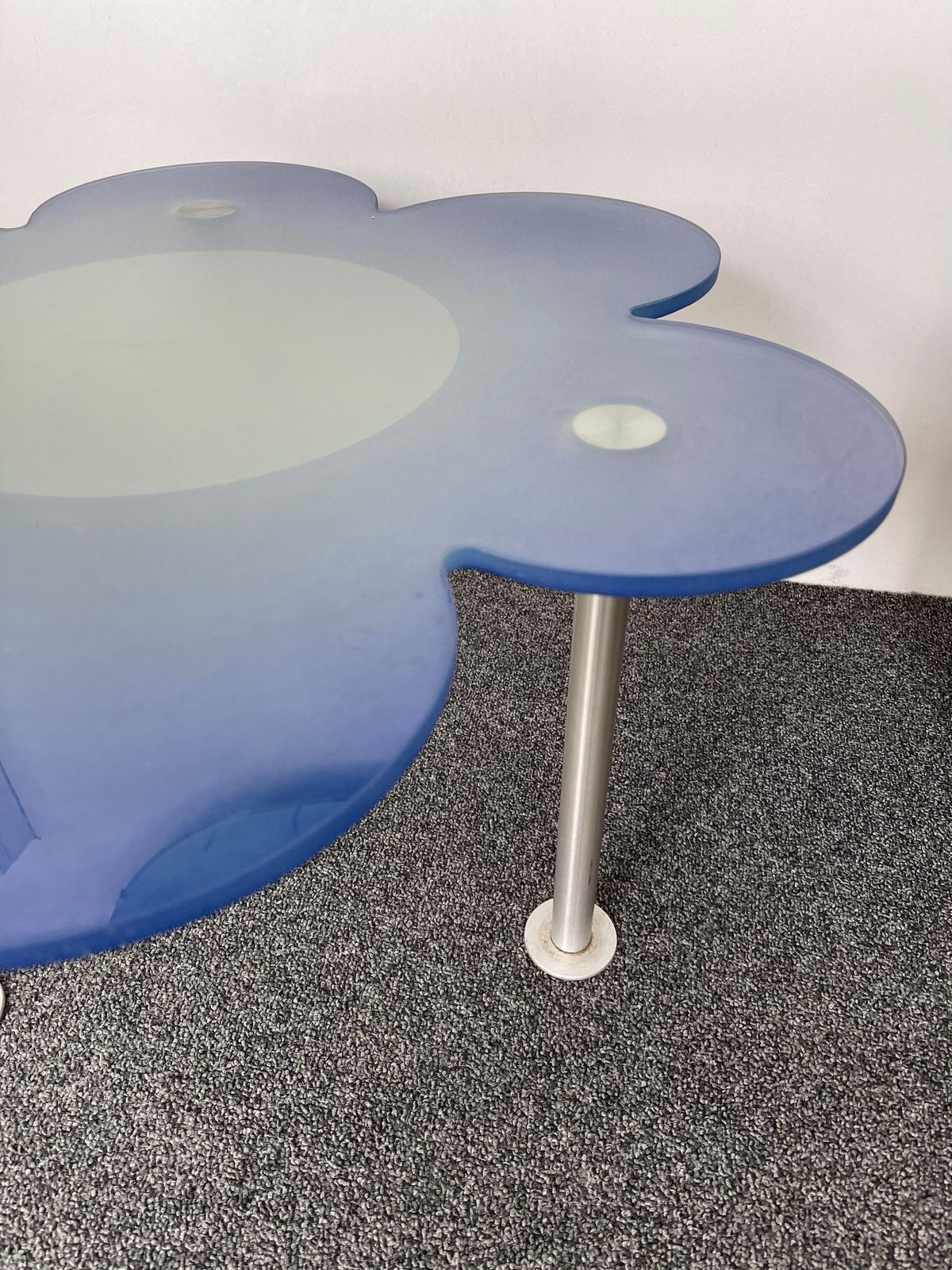 Blue Daisy Flower Glass Table By Glas Italia, Italy, 1990s photo 1539.0