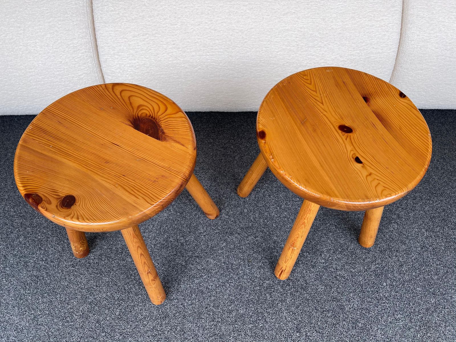 Pair Of Pine Stool Attributed To Charlotte Perriand, France, 1960s photo furniture
