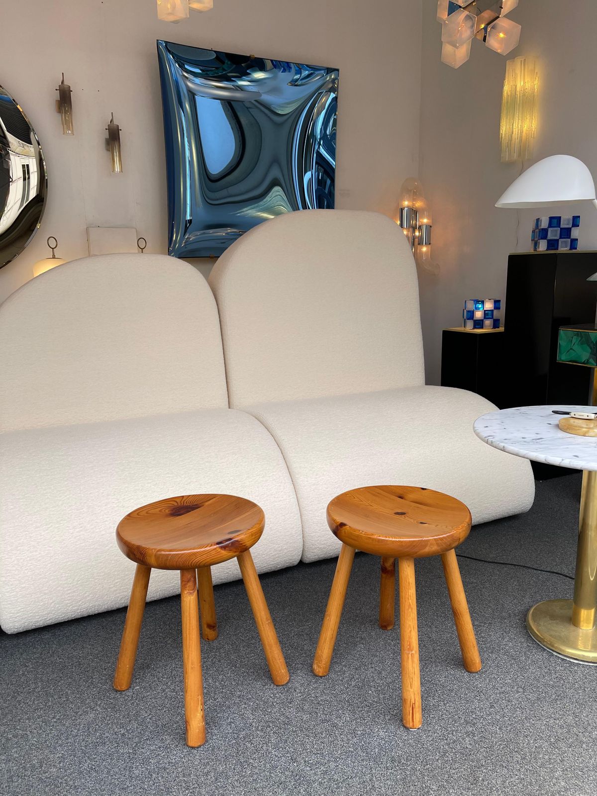 Pair Of Pine Stool Attributed To Charlotte Perriand, France, 1960s photo buy