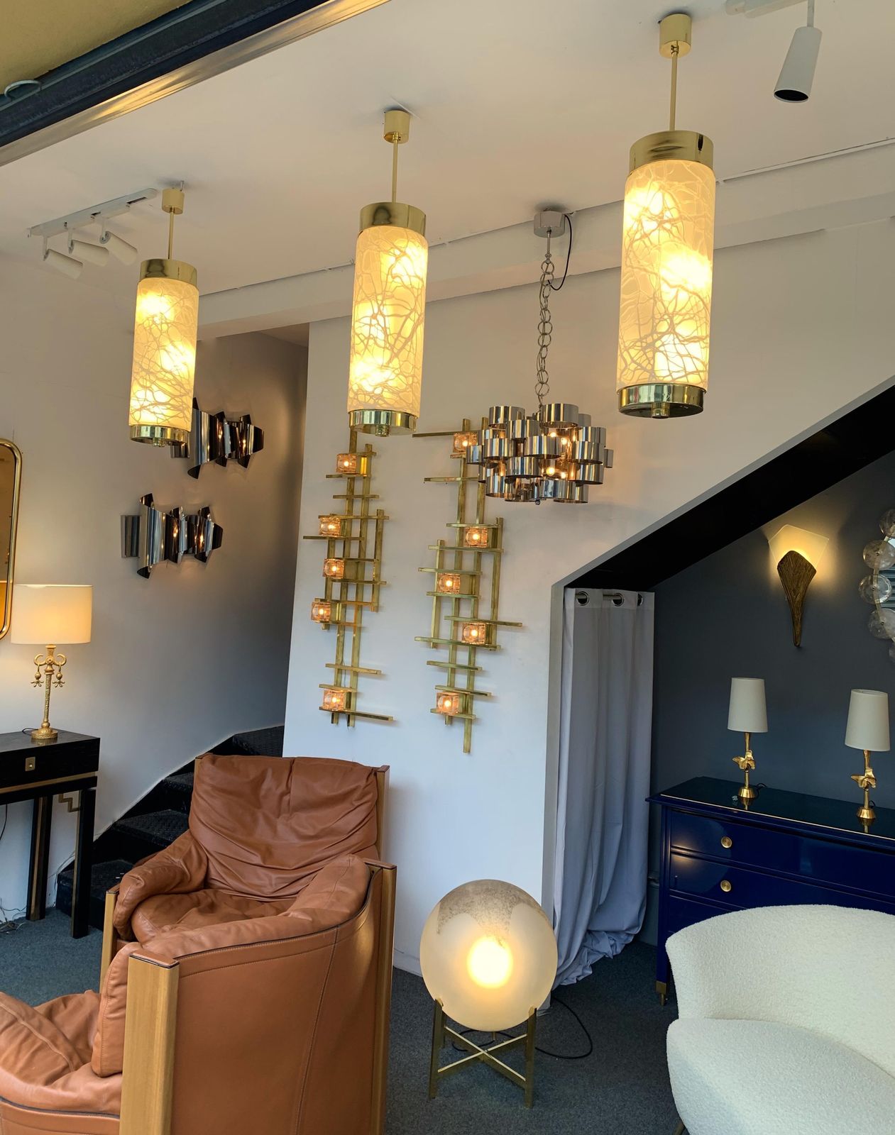 Ceiling Pendants Chandelier Brass Murano Glass By Esperia, Italy, 1990s photo vinterior