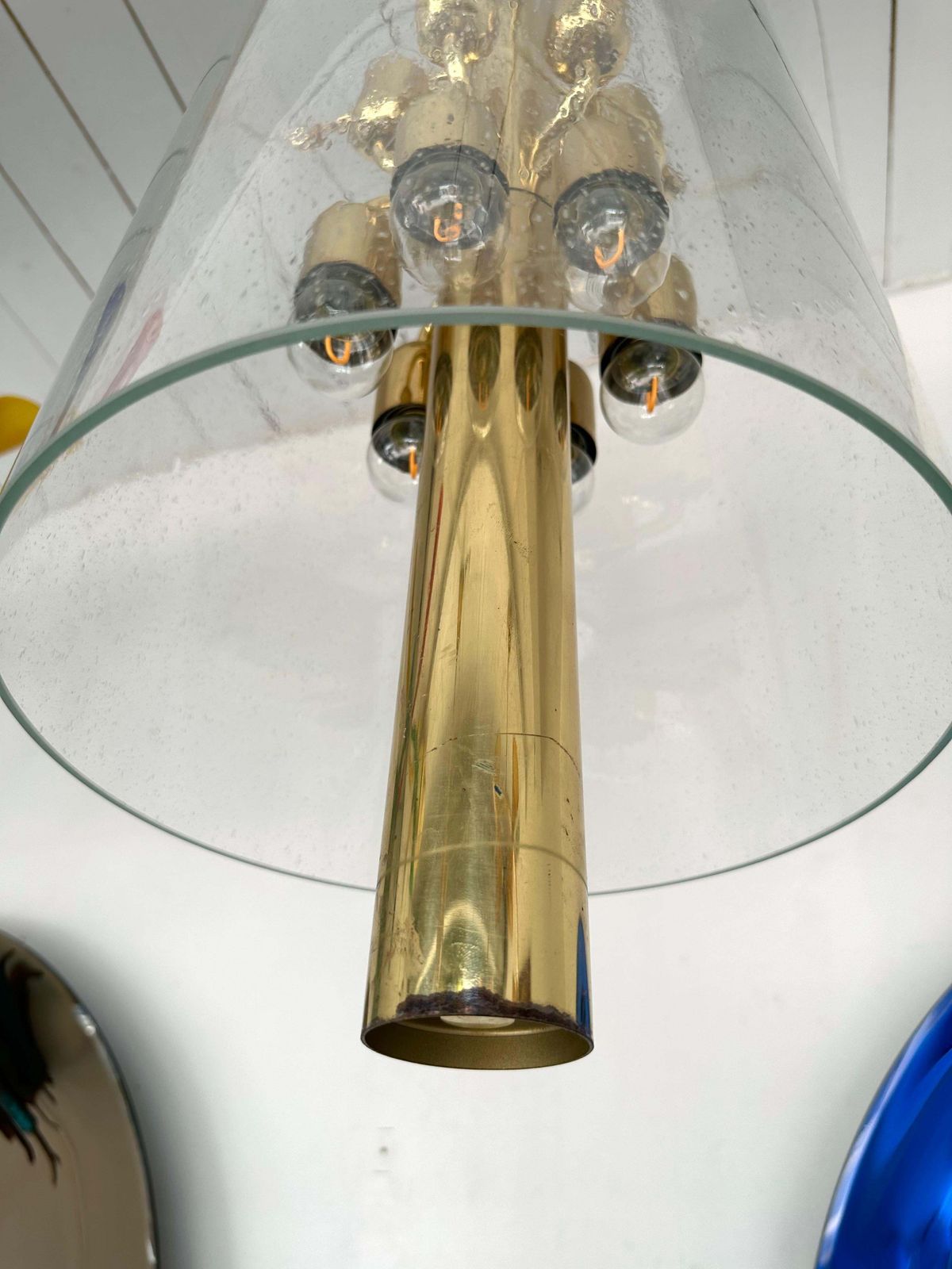 Brass And Glass Tube Chandelier. Italy, 1970s photo buy
