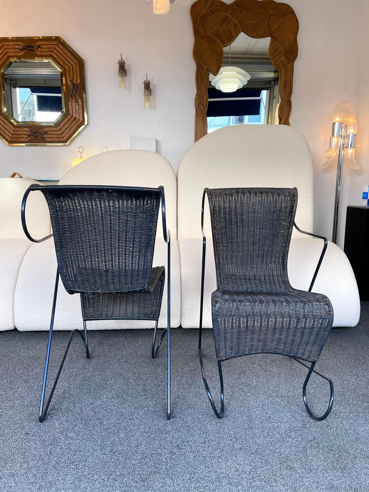 Set Of 4 Chairs Zigo Metal Rattan By Ron Arad For Driade, Italy, 1990s photo Furniture