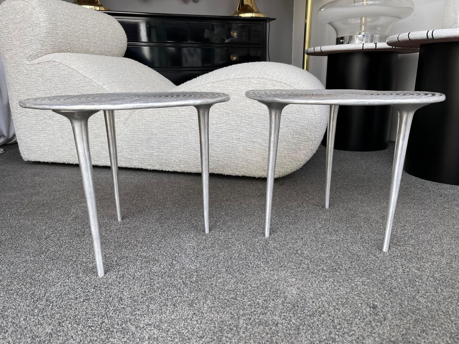 Pair Of Cast Metal Side Tables, Italy, 1990s photo vintage