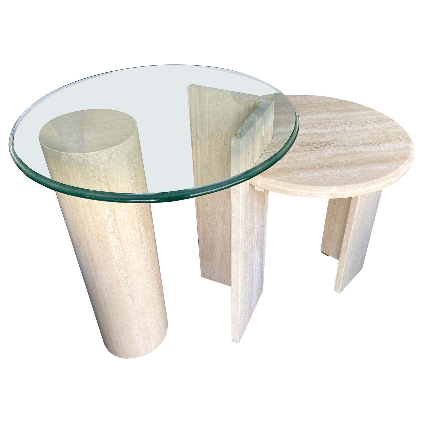 Mid Century Modern Travertine Sculpture Gueridon Table, Italy, 1980s